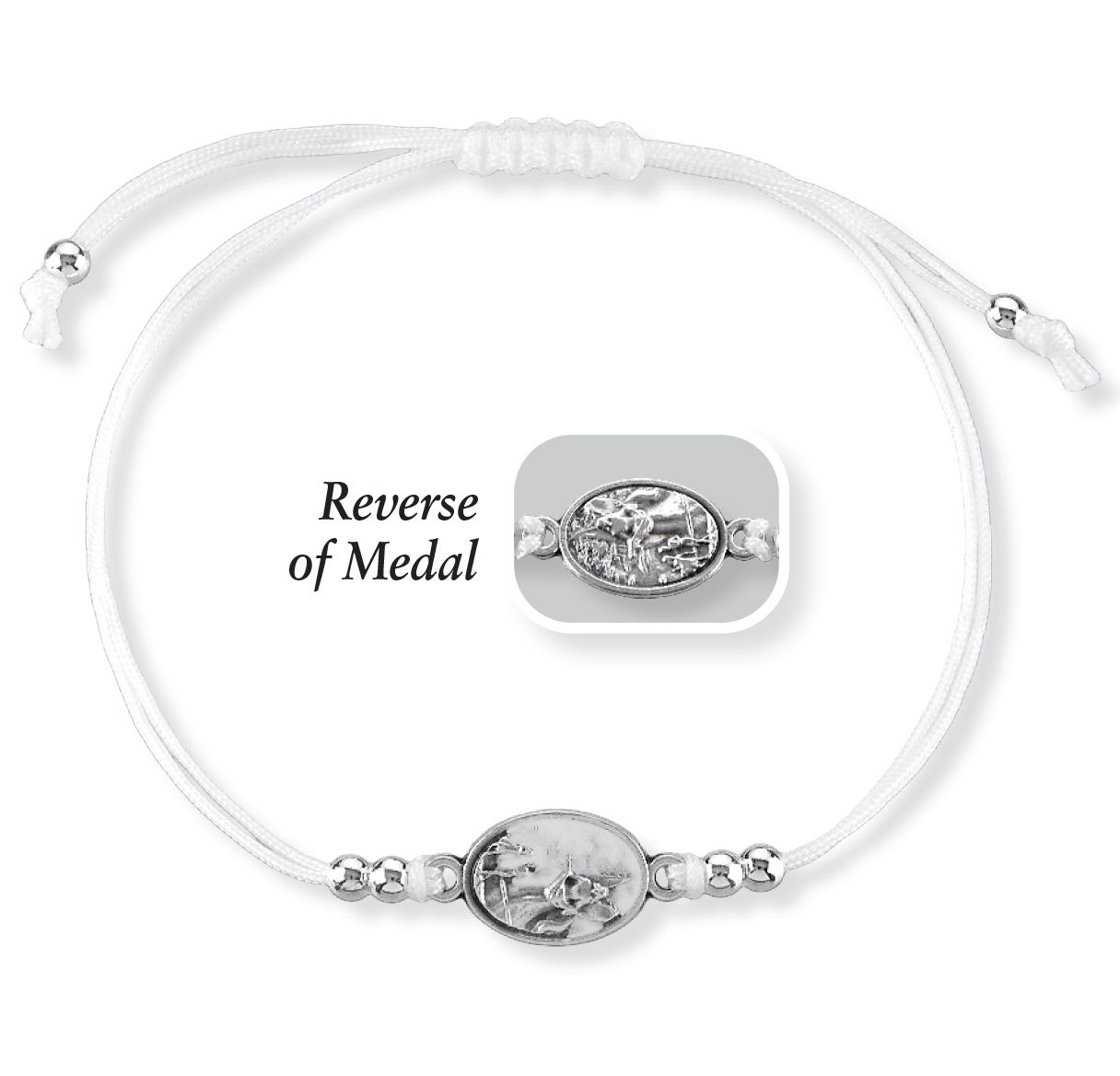 Guardian Angel Bracelet with Epoxied Guardian Angel Medal with Silver Accent Beads.