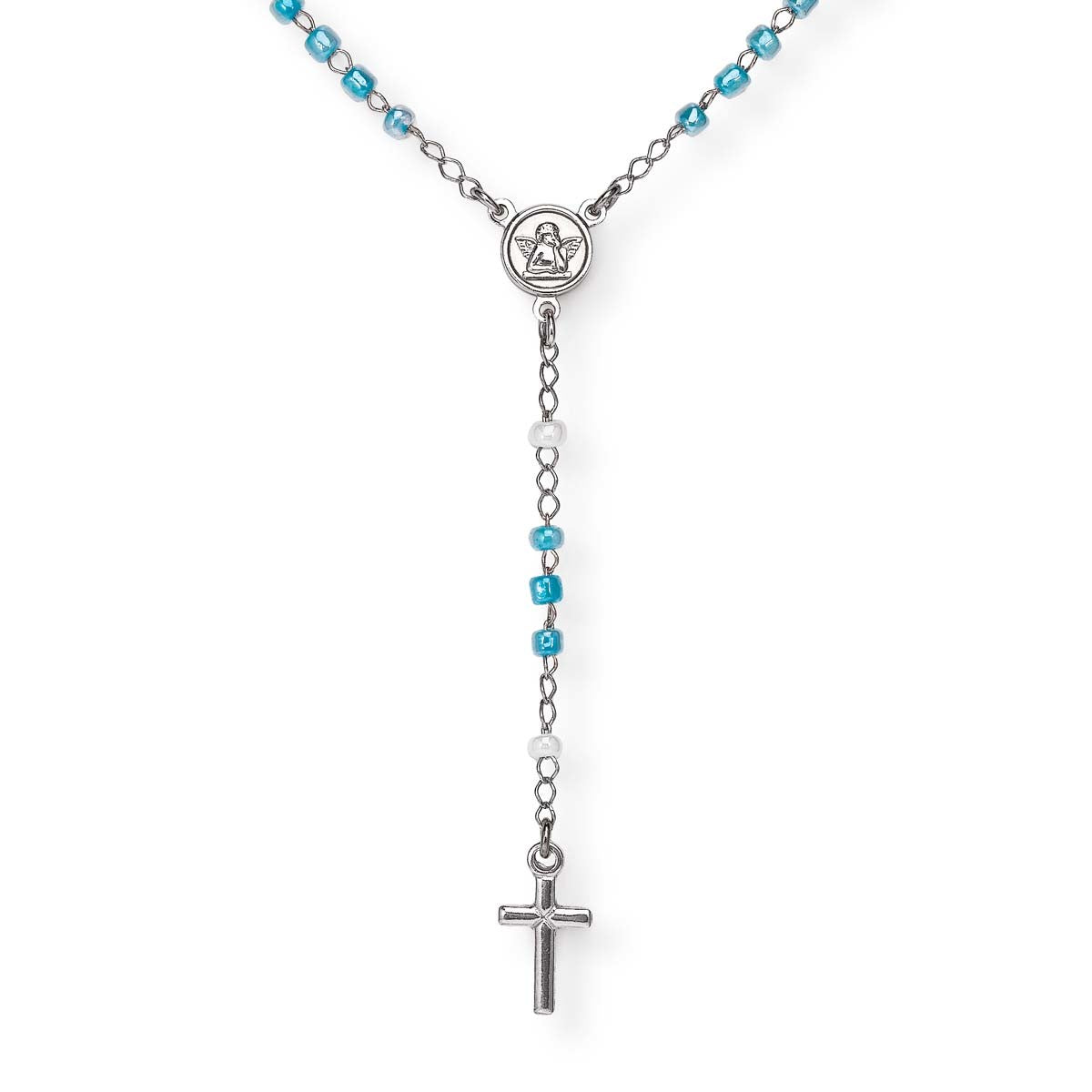 Classic rosary junior Rhodium with crystals