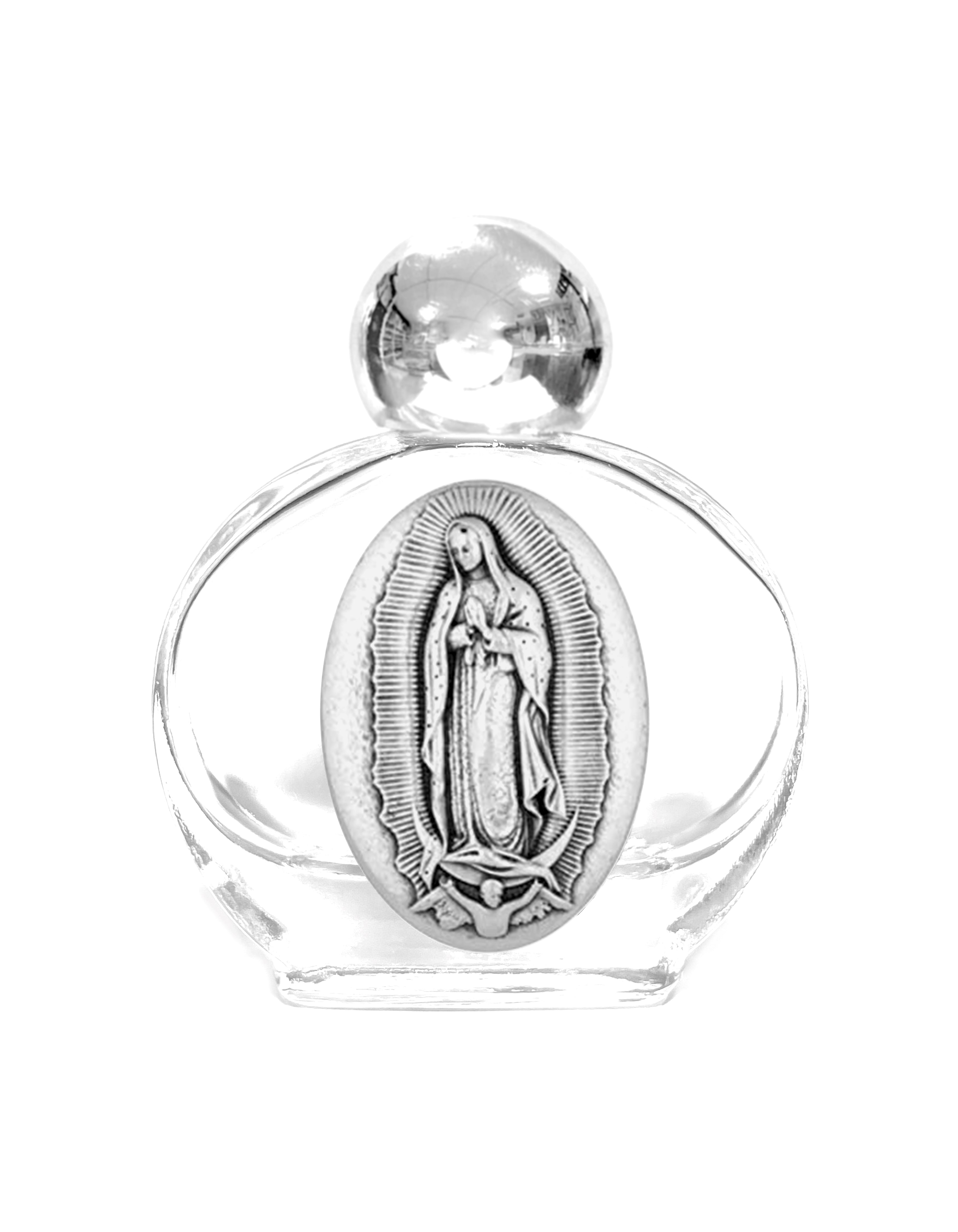 Holy water glass bottle with medal
