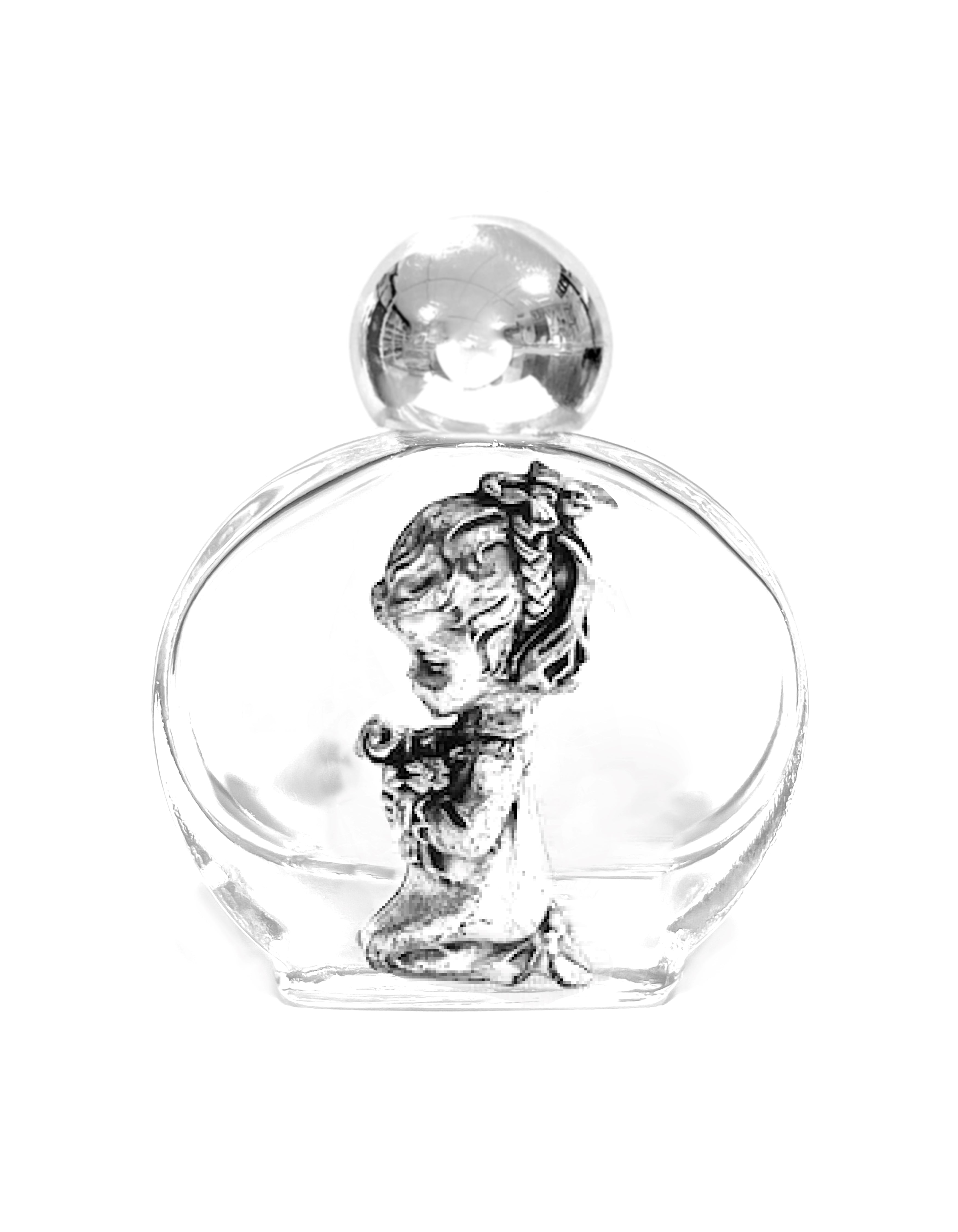 Holy water glass bottle with medal