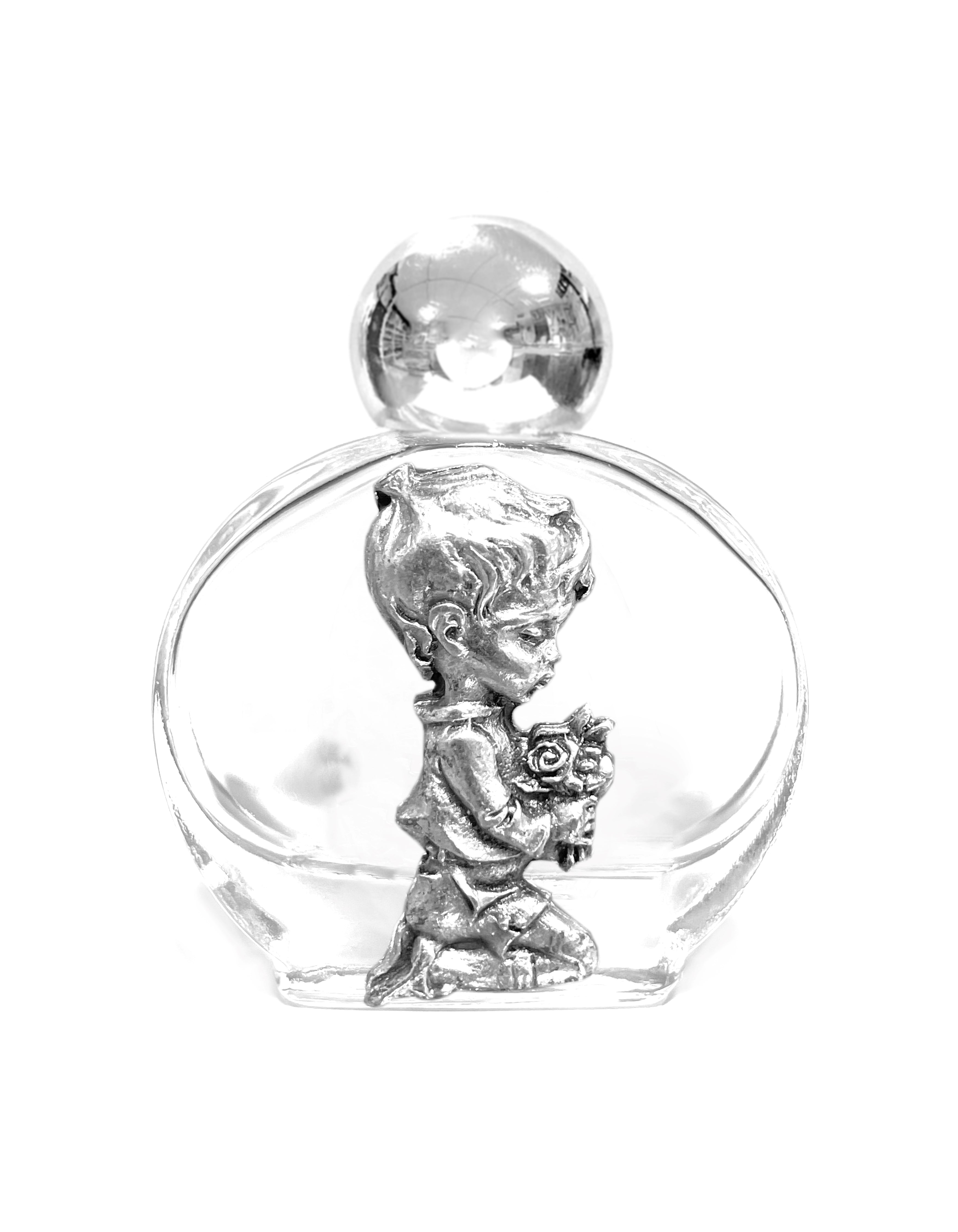 Holy water glass bottle with medal