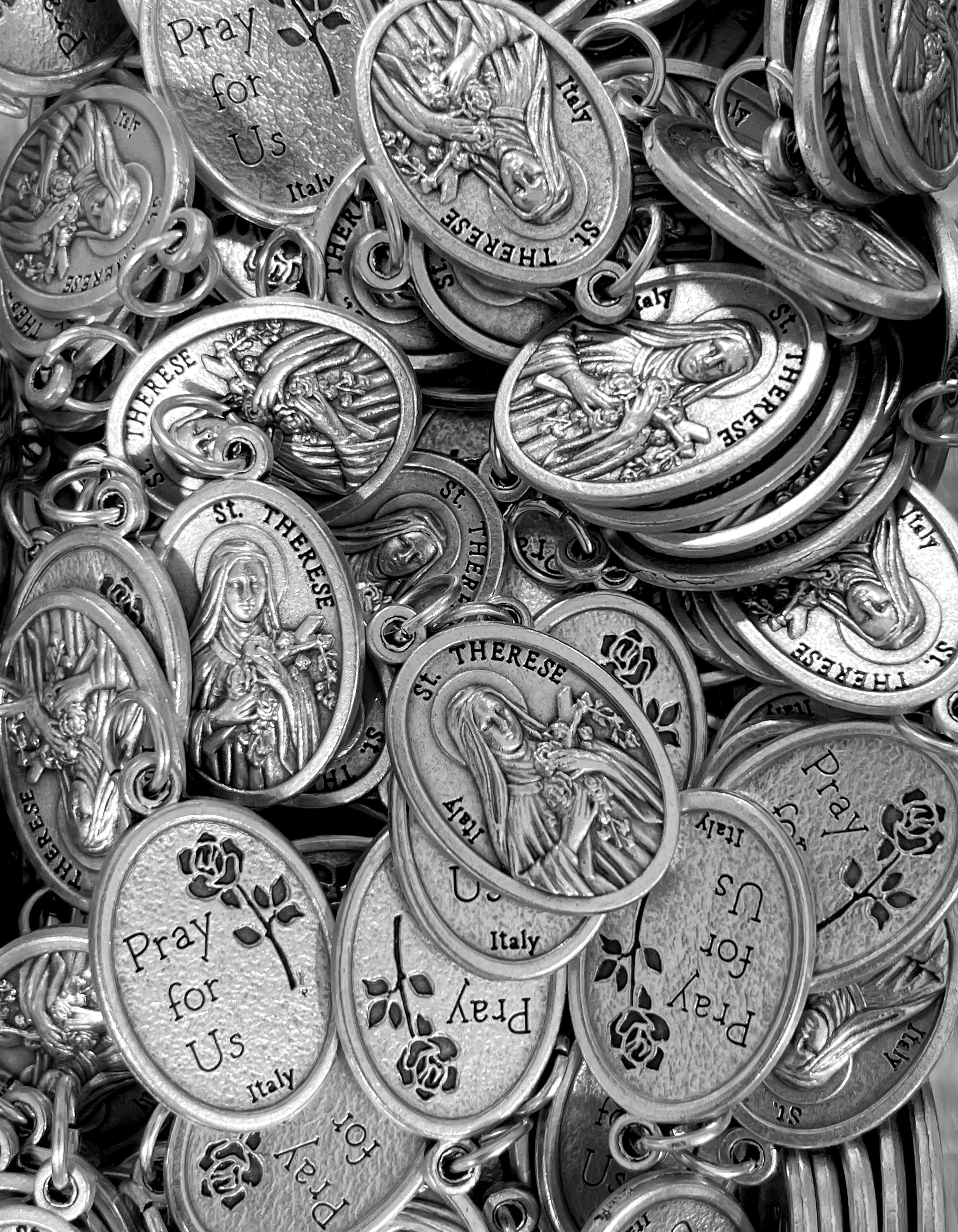 Pack of 12 Saints Medals in oxidized silver made in Italy 1.0" x 0.7"