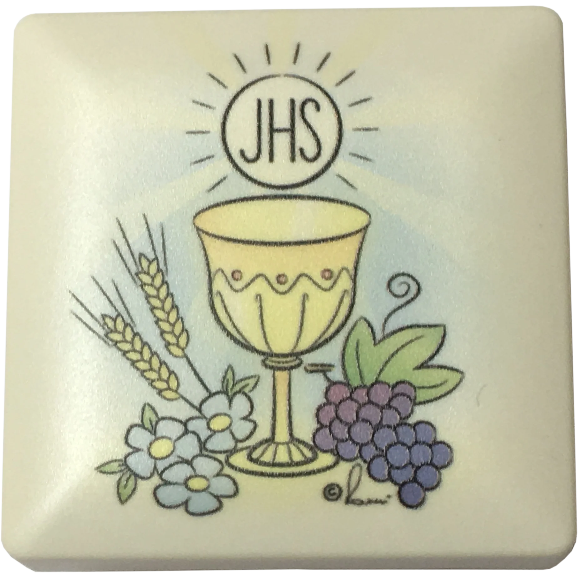 2 x 2 inch Communion box with Imitation Pearl Communion Rosary