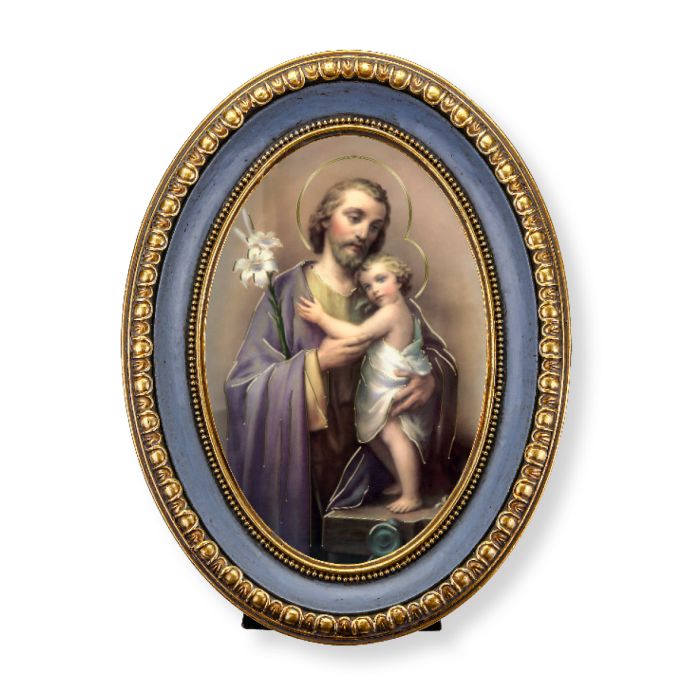 Oval Gold-Leaf Frame with a Saint Joseph Print