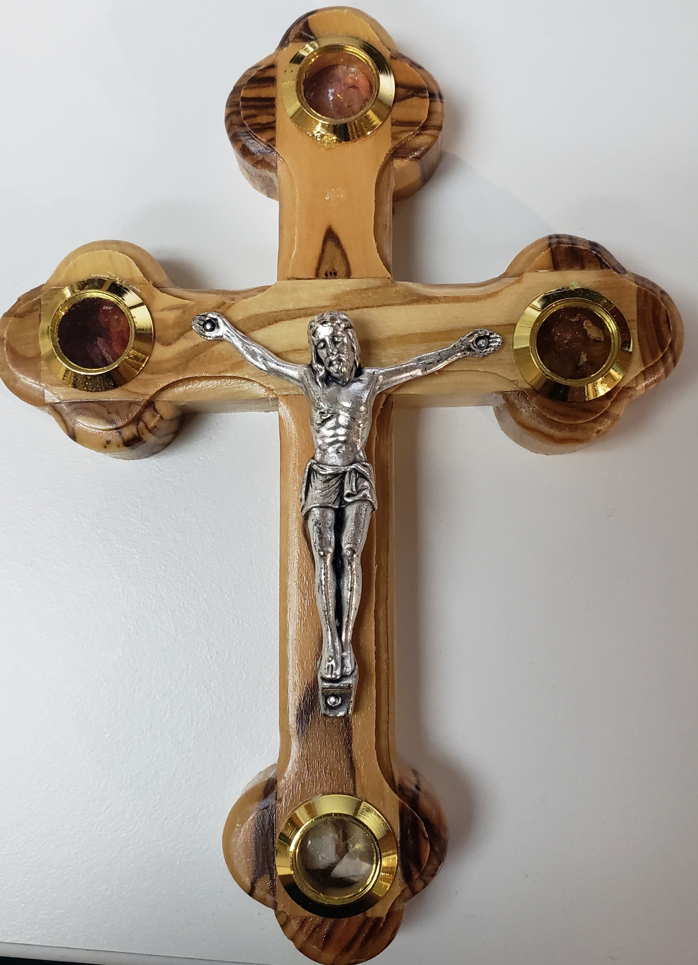 Crucifix Olive Wood with Holy Land Essences - Jerusalem