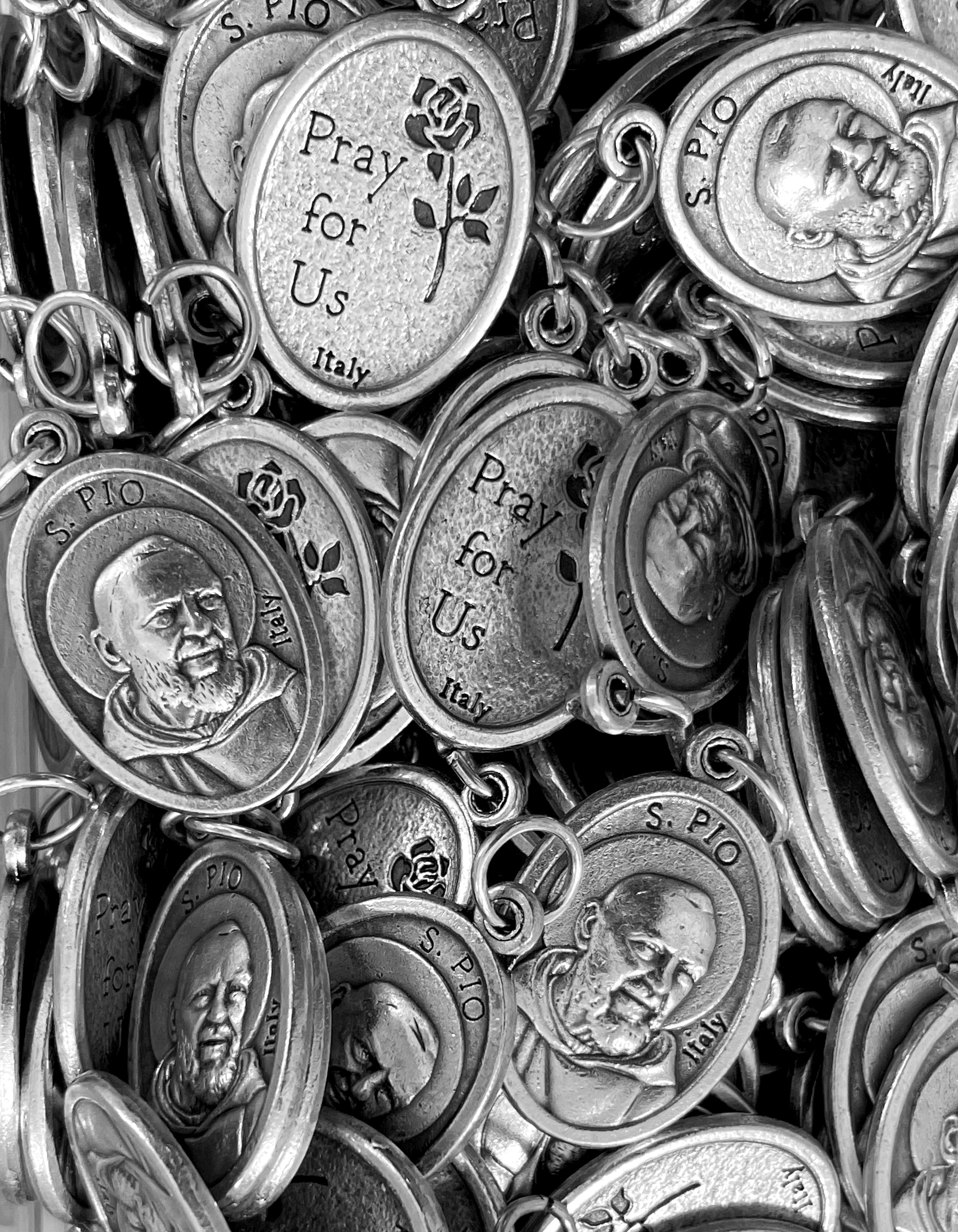 Pack of 12 Saints Medals in oxidized silver made in Italy 1.0" x 0.7"