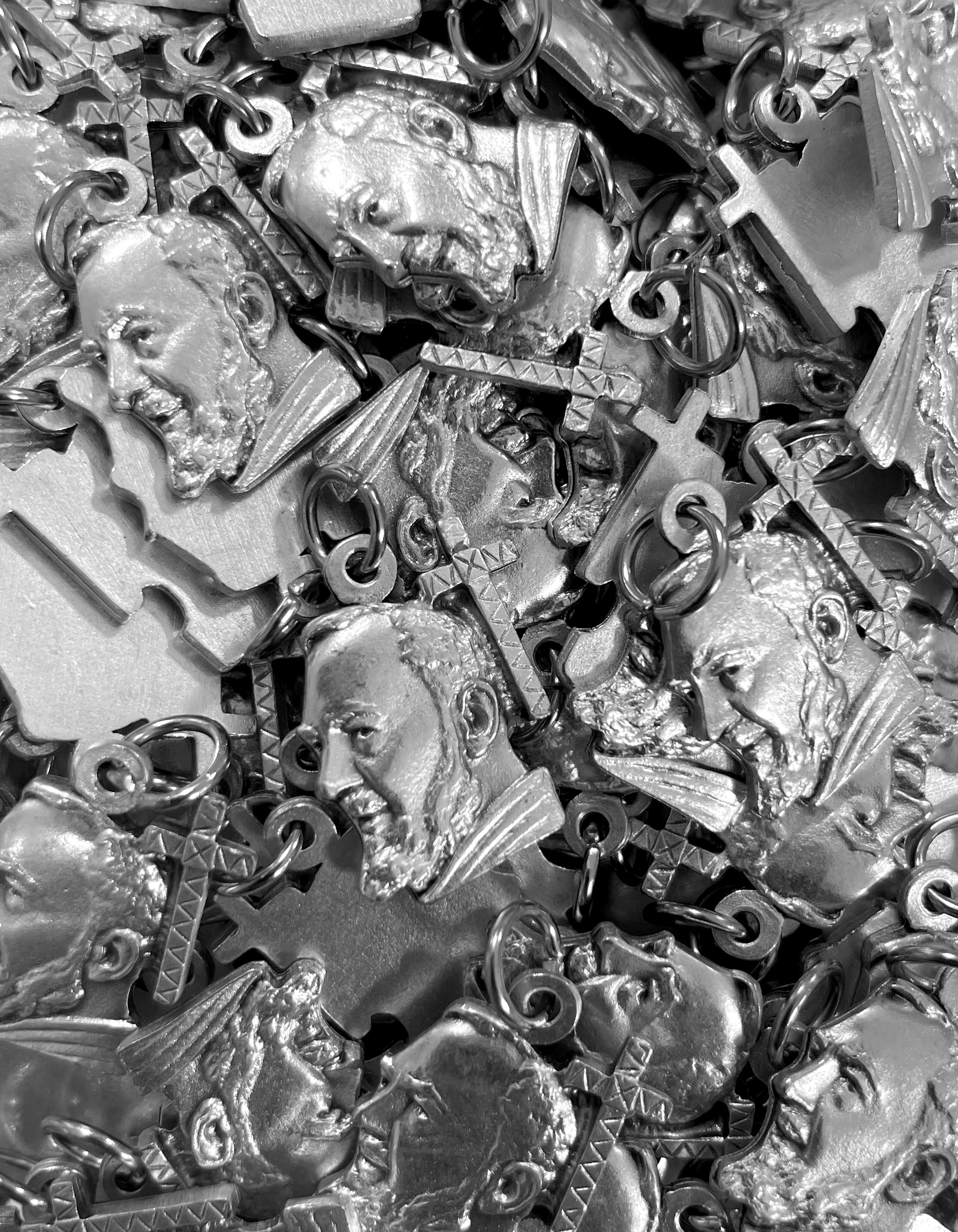 Pack of 12 Saints Medals in oxidized silver made in Italy 1.0" x 0.7"