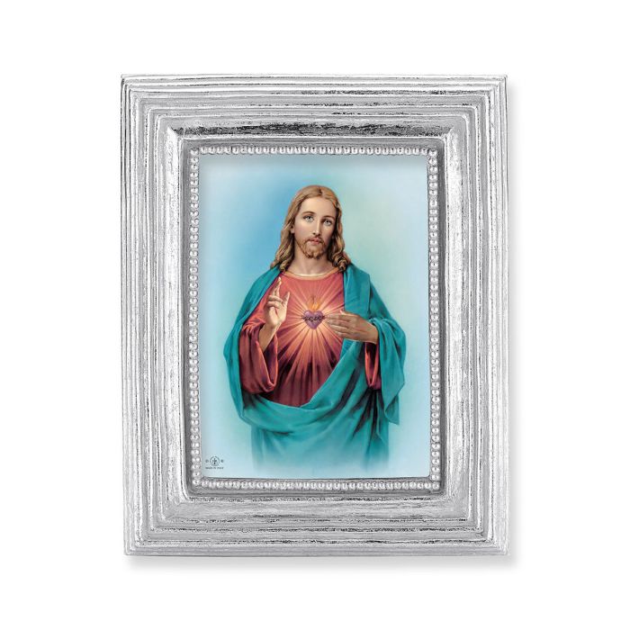 Silver Frame with a Sacred Heart Print