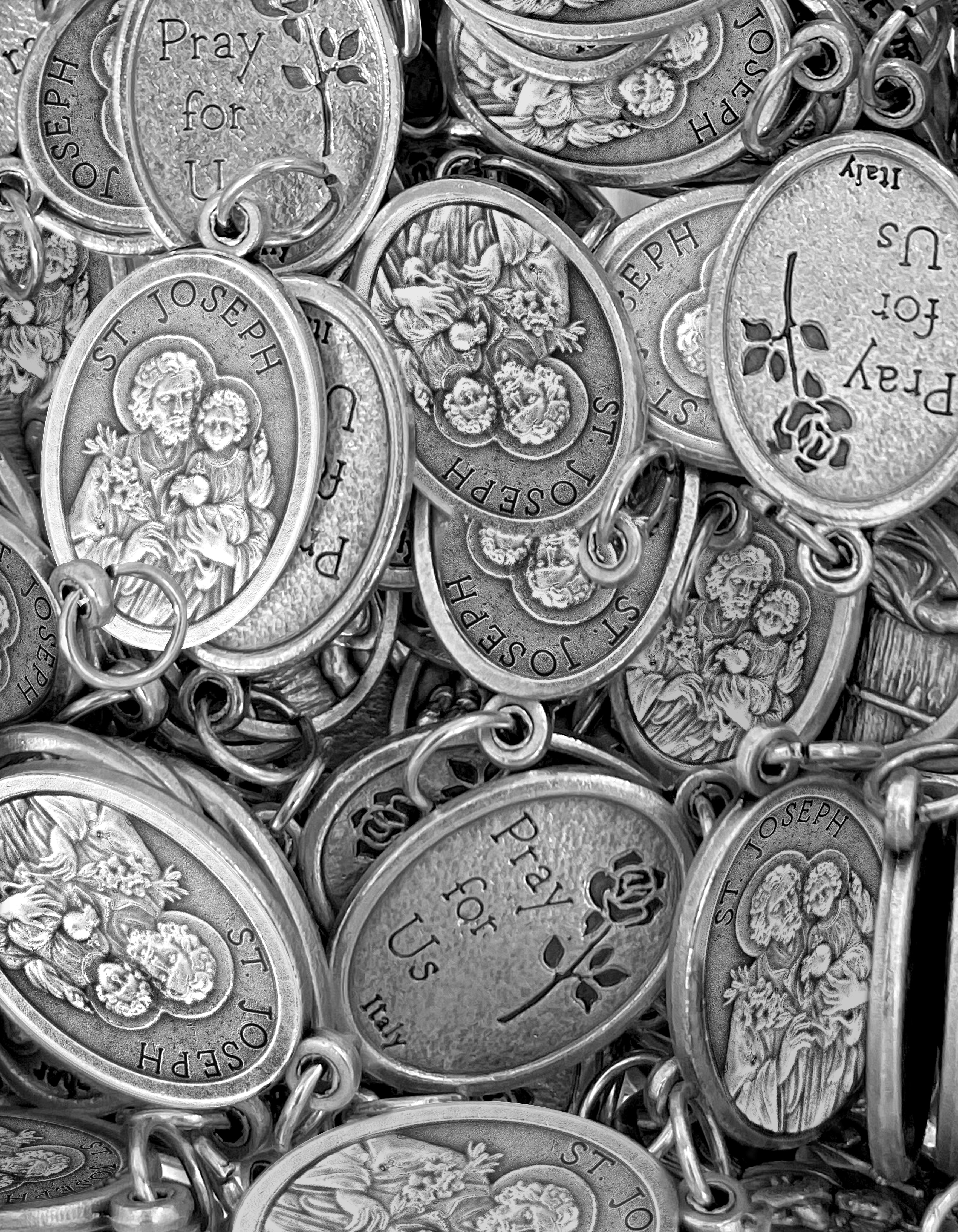 Pack of 12 Saints Medals in oxidized silver made in Italy 1.0" x 0.7"