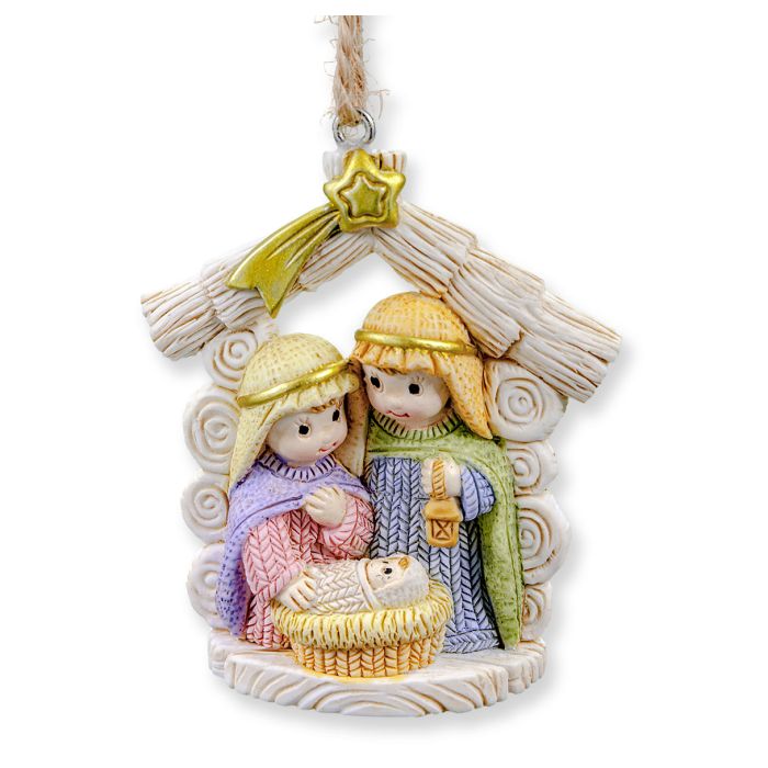 Resin Yarn Holy Family with Infant Jesus Ornament (2-1/2 inches)