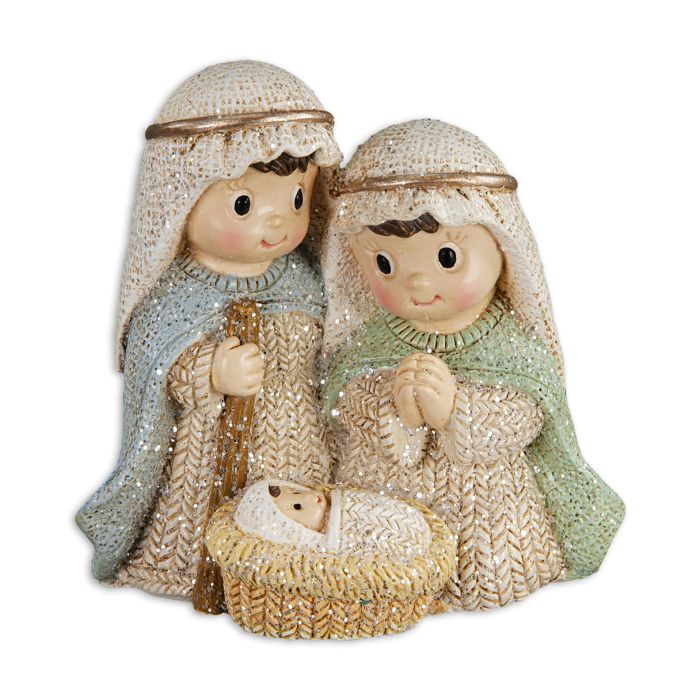Resin Yarn Holy Family with Gold & Glitter Accents (2-3/4 inches)