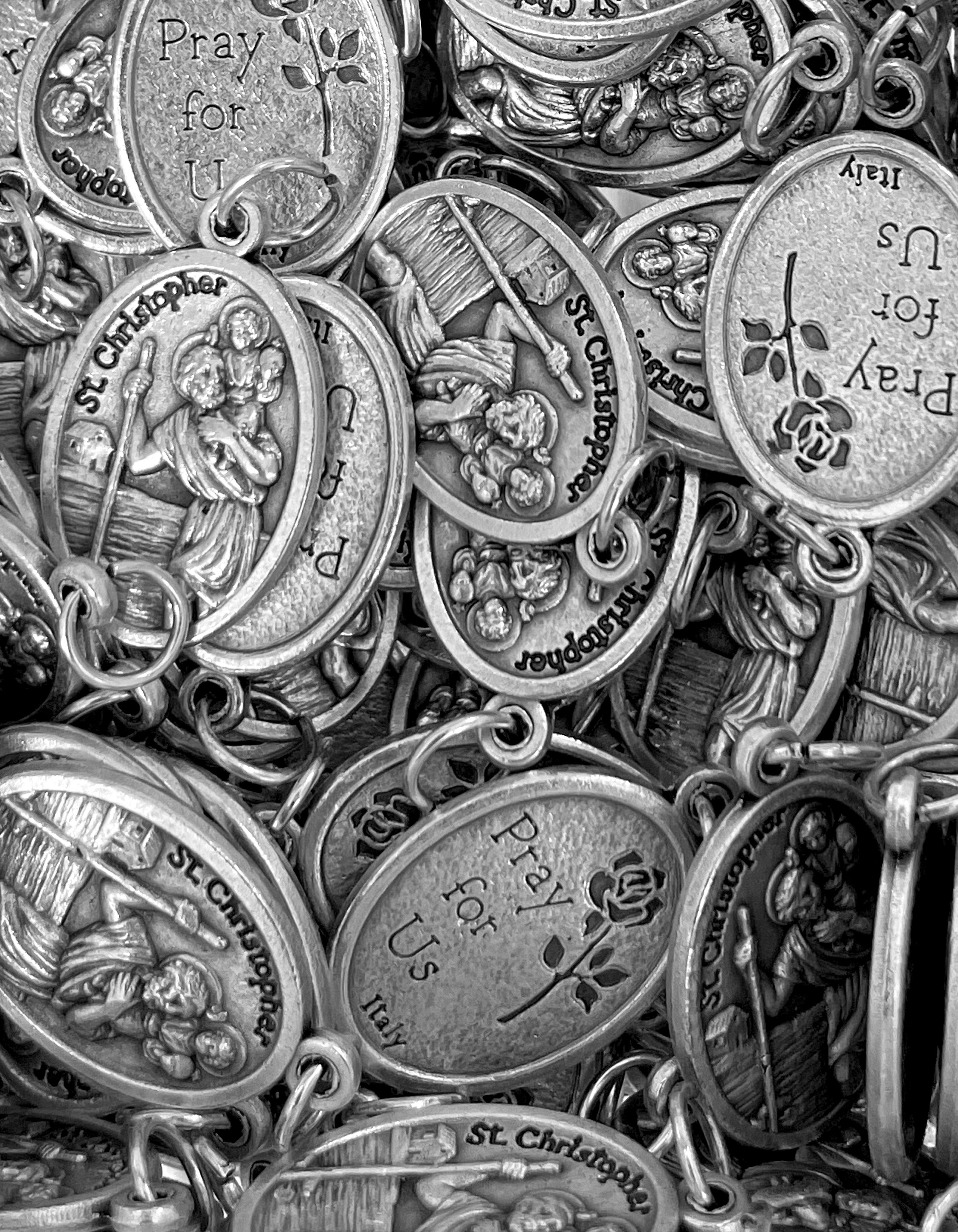 Pack of 12 Saints Medals in oxidized silver made in Italy 1.0" x 0.7"