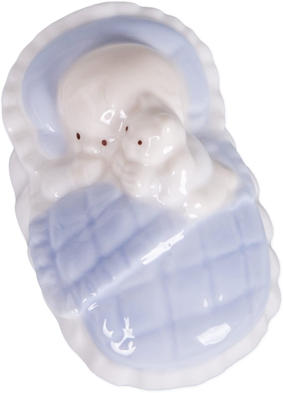 Rosary in Porcelain Keepsake Box for Baby Boy Blue