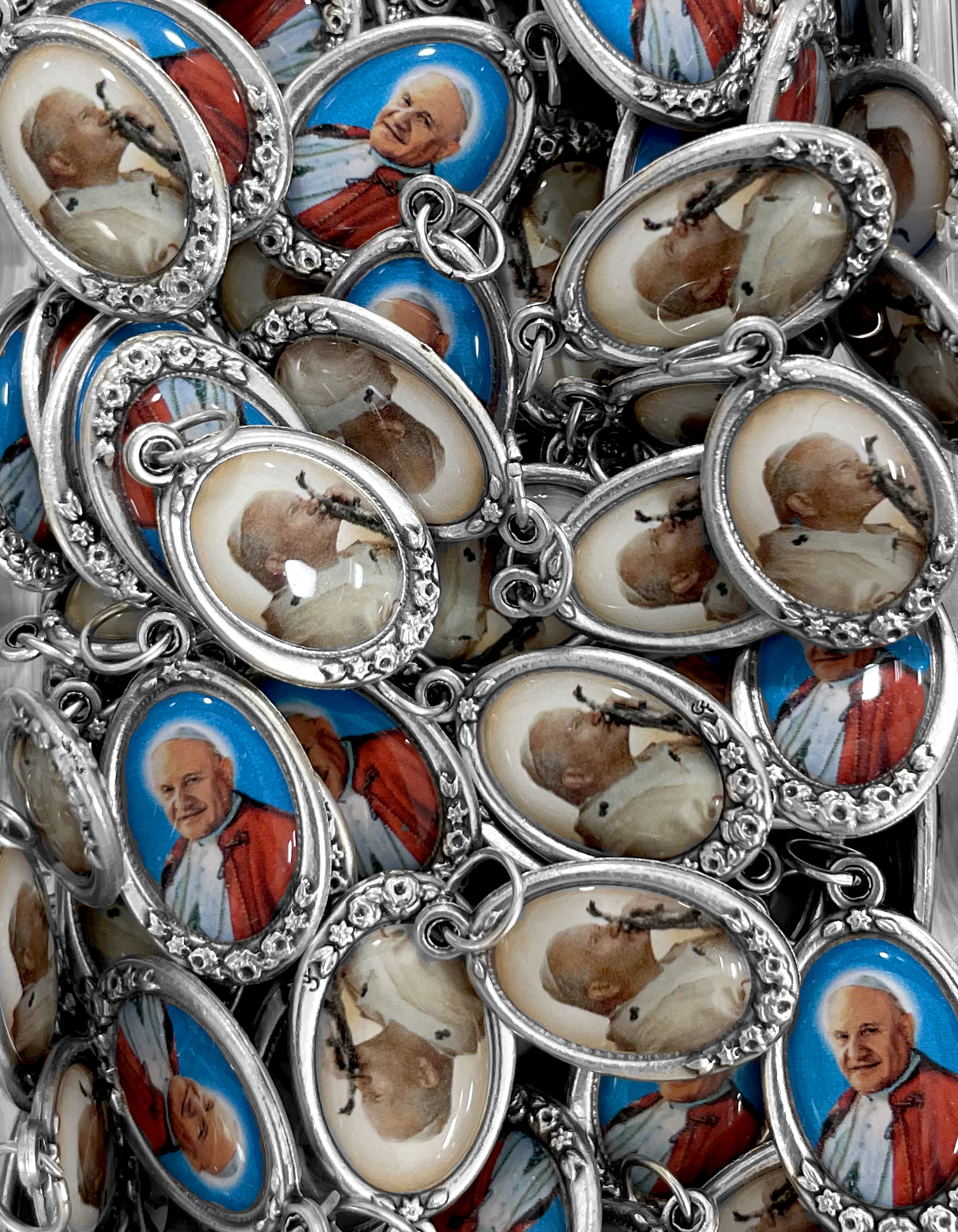 Pack of 12 Saints Medals in oxidized silver made in Italy 1.0" x 0.7"