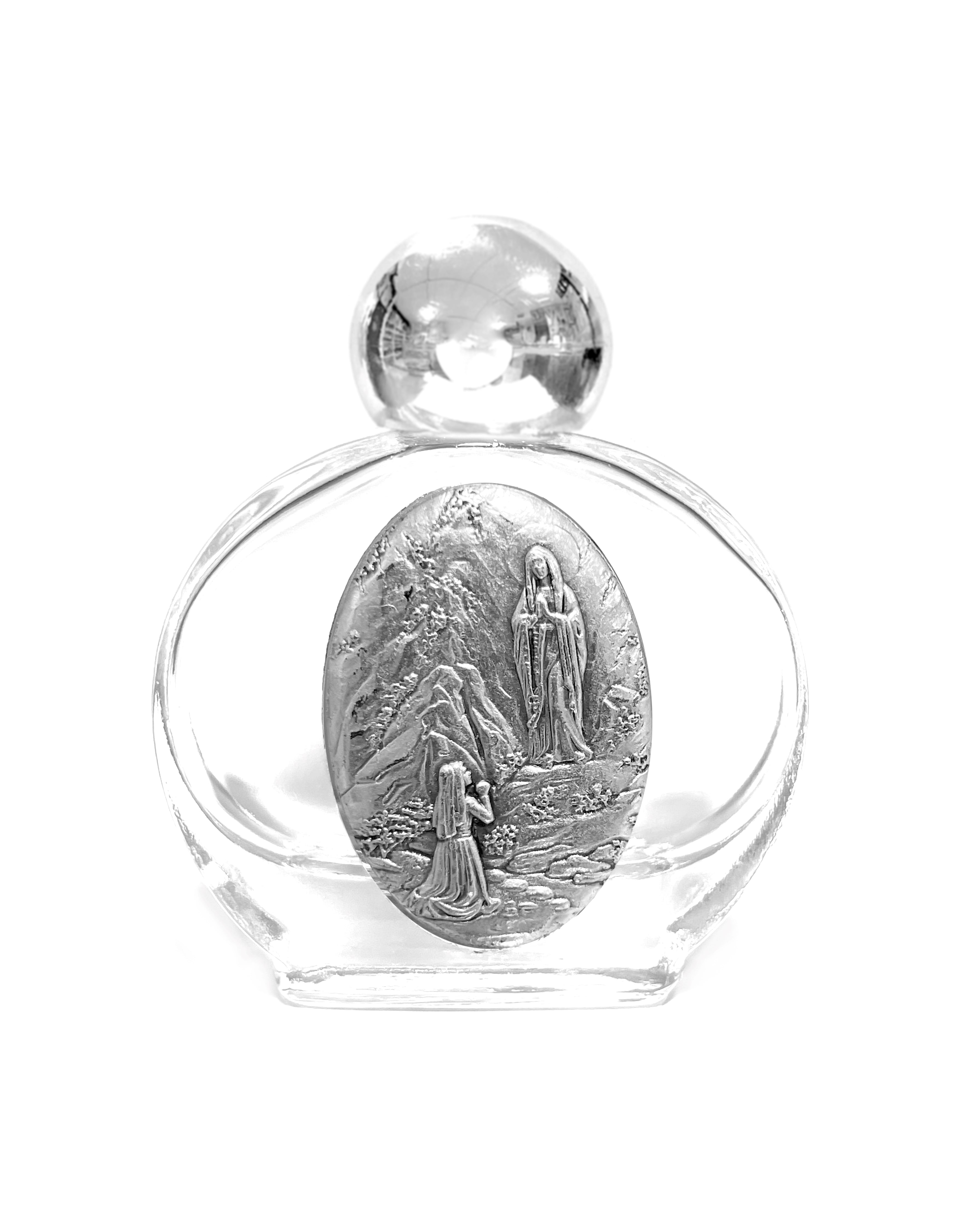 Holy water glass bottle with medal