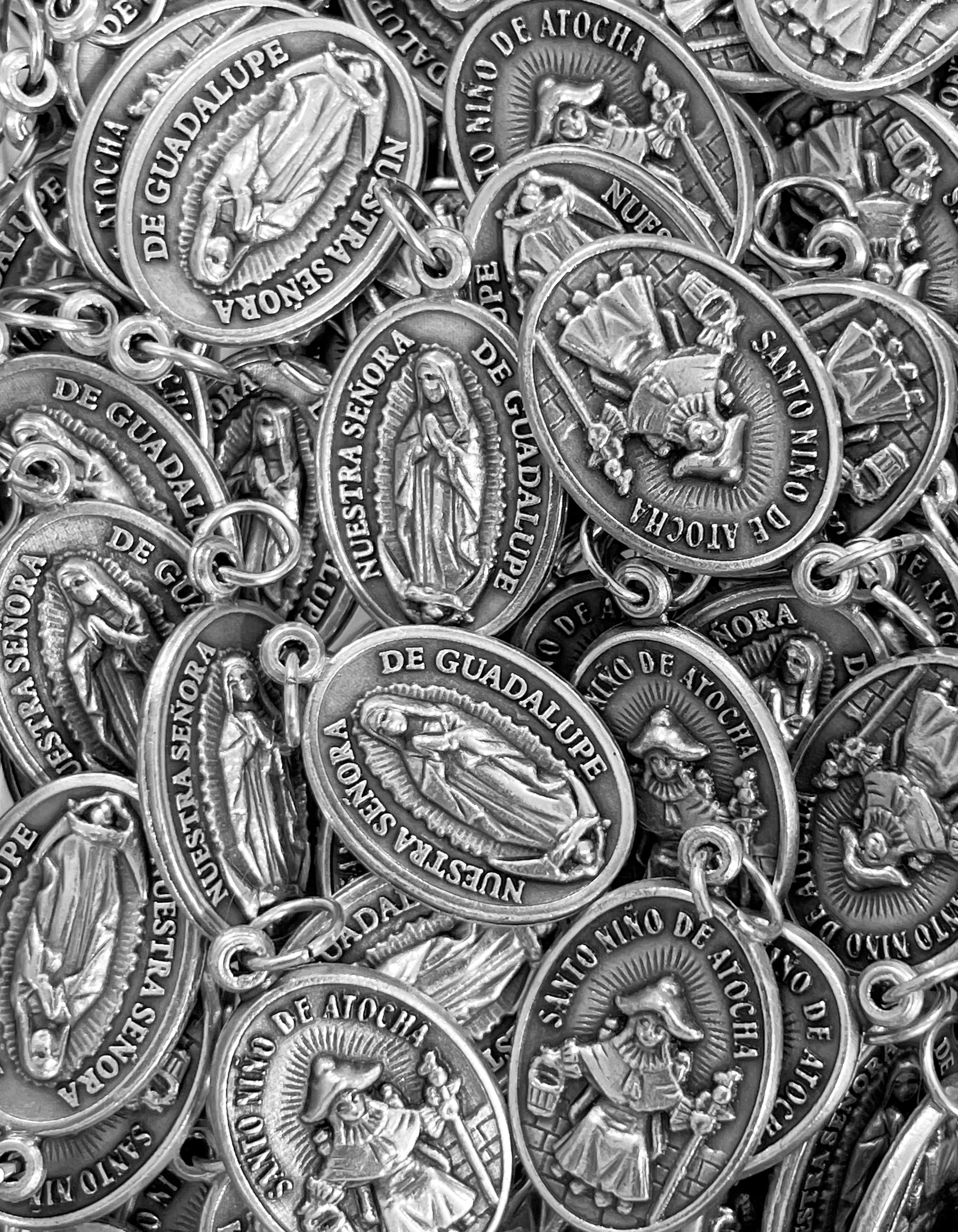 Pack of 12 Saints Medals in oxidized silver made in Italy 1.0" x 0.7"
