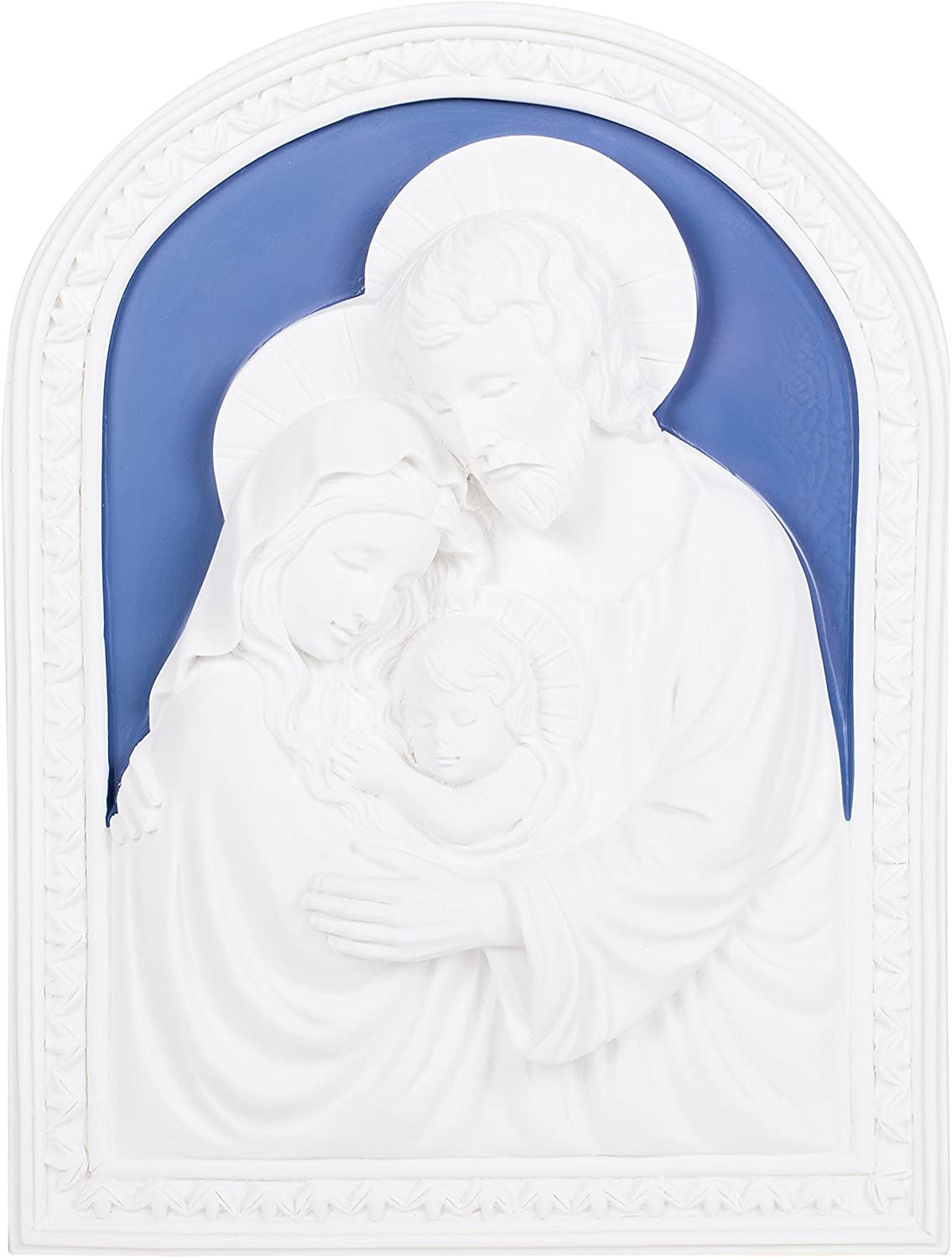 Alabaster White Holy Family 7.5 inch Dolomite Decorative Wall Plaque