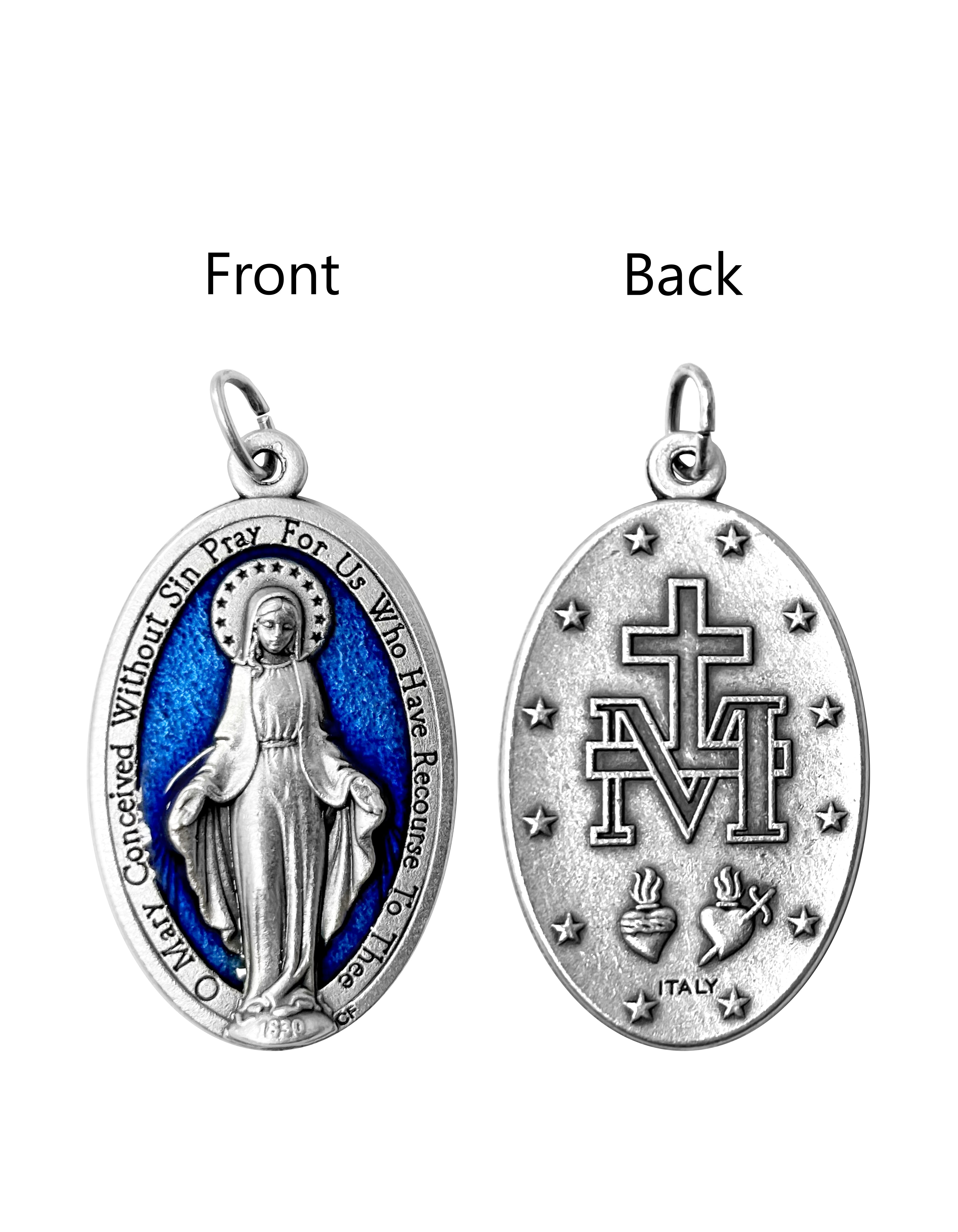 Saints Medals in oxidized silver made in Italy 1.5" x 1.0"