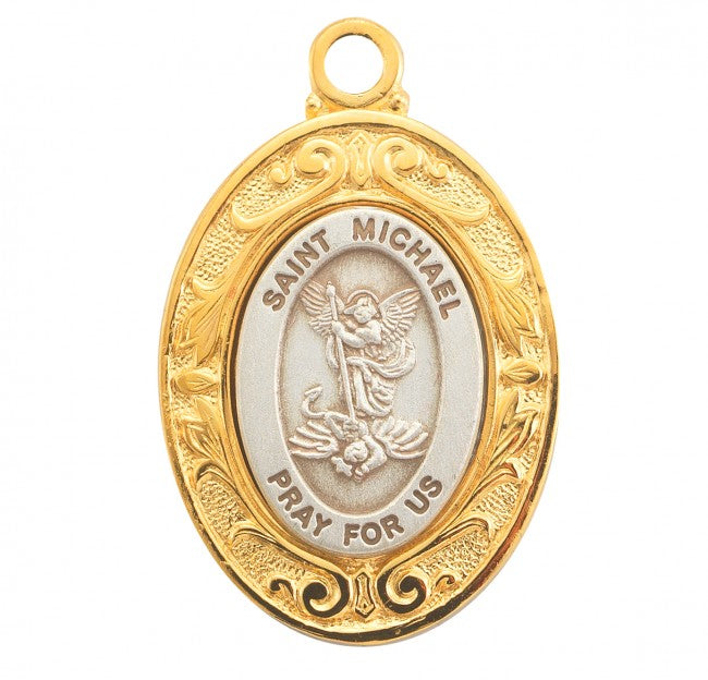 Saint Michael Oval Sterling Silver Medal