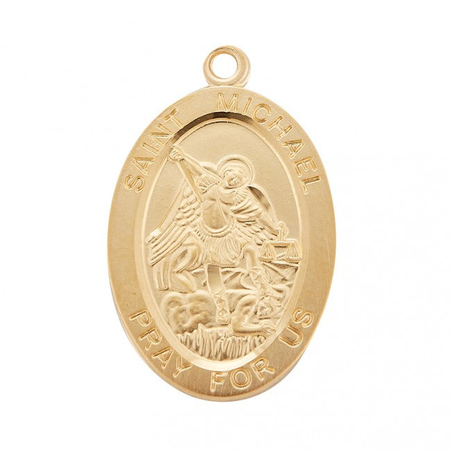 Patron Saint Michael Gold Over Sterling Silver Oval Medal