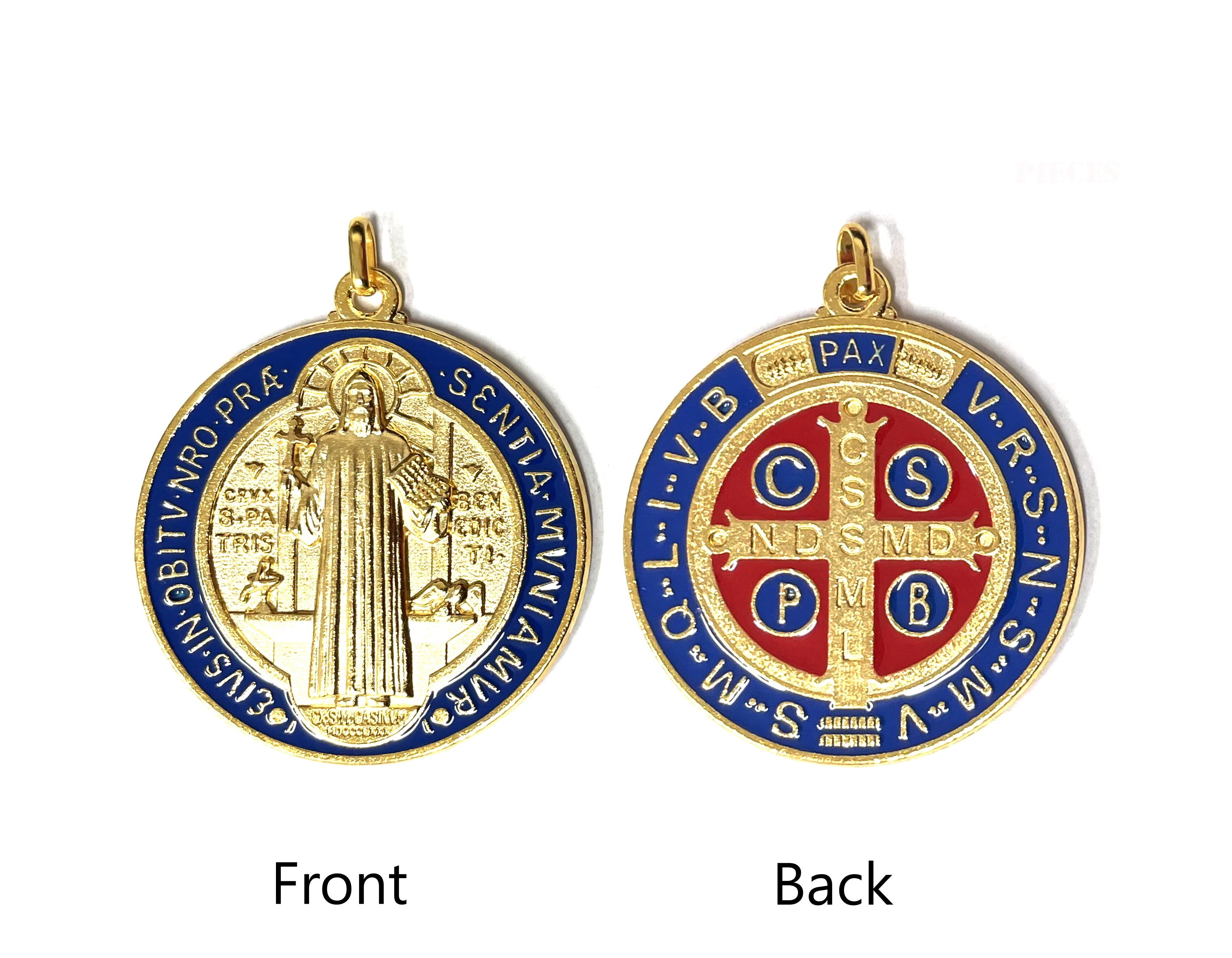 2 Inch Gold and Silver Saint Benedict Medals