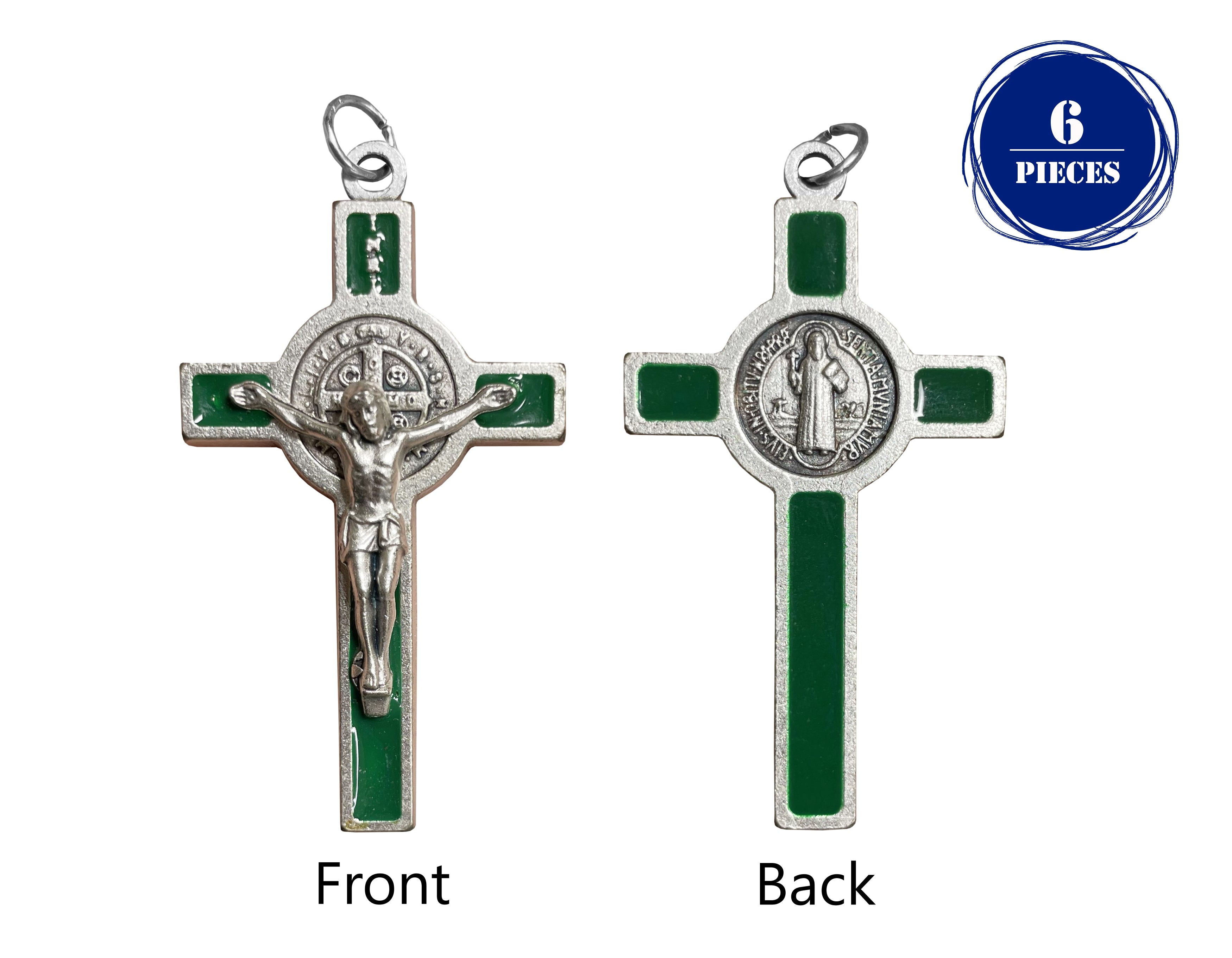 Saint Benedict Crucifix with colors enamel accented 2.0"