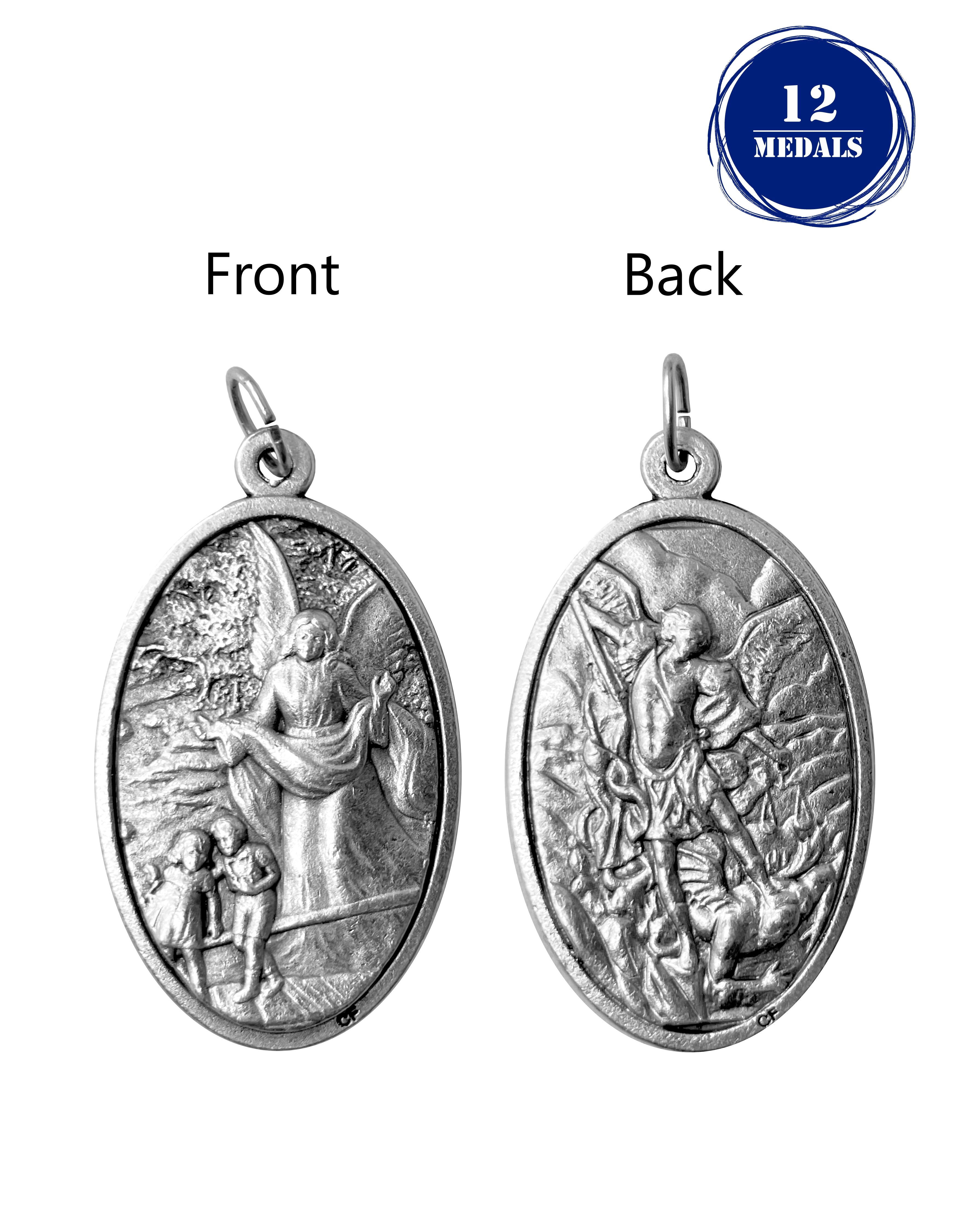 Pack of 12 Saints Medals in oxidized silver made in Italy 1.5" x 1.0"