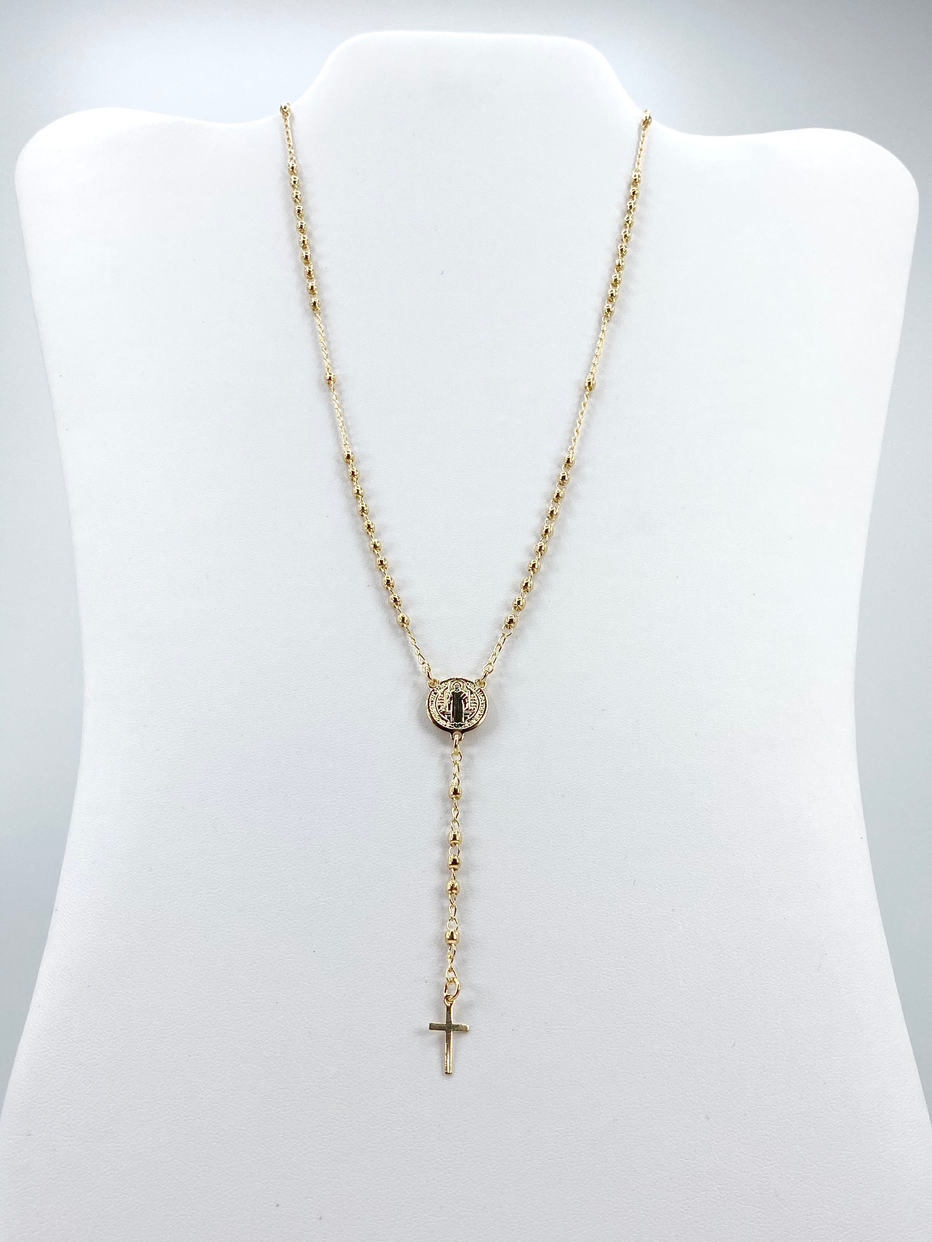 Rosary necklace with Saint Benedict Medal