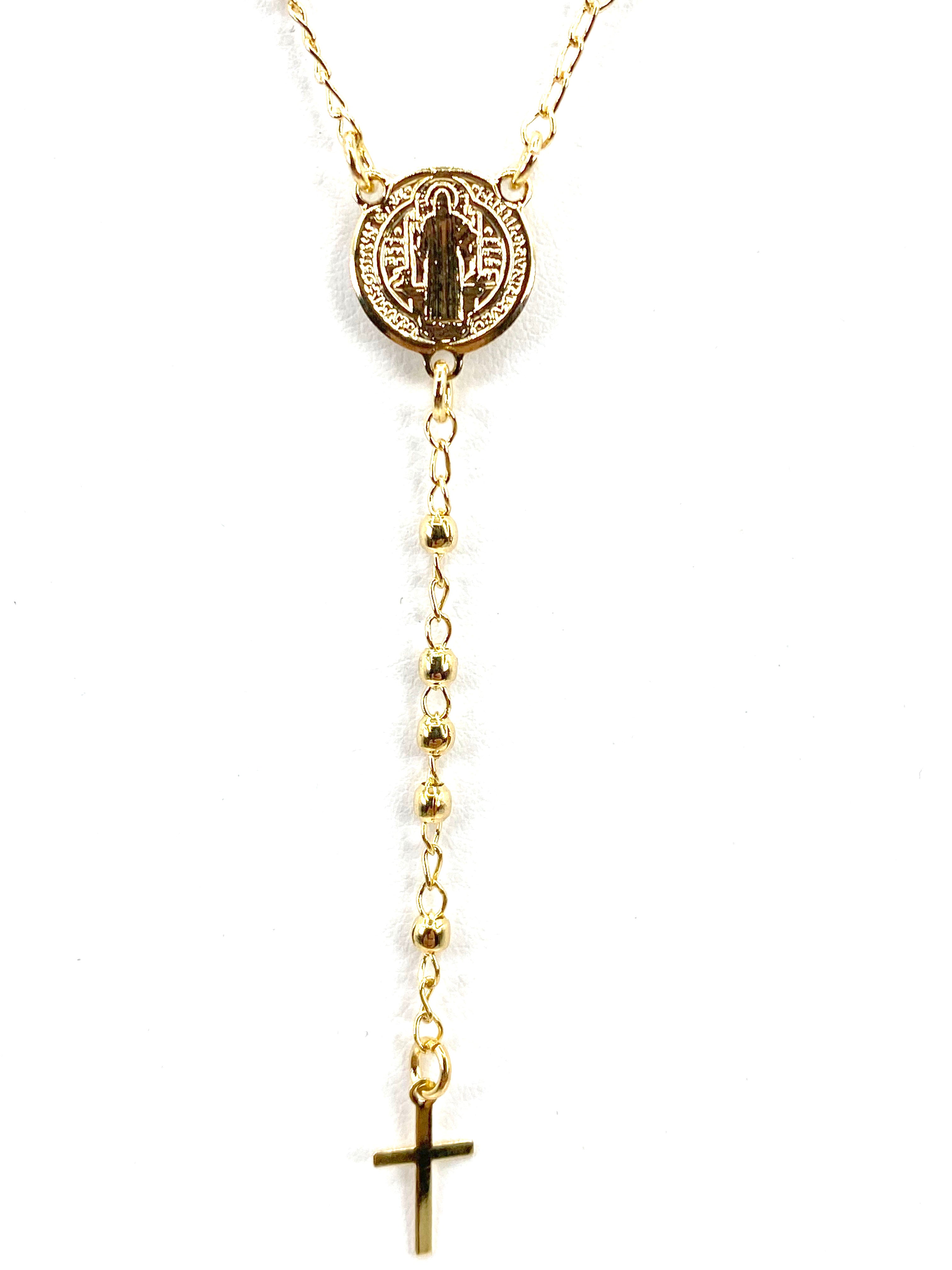 Rosary necklace with Saint Benedict Medal