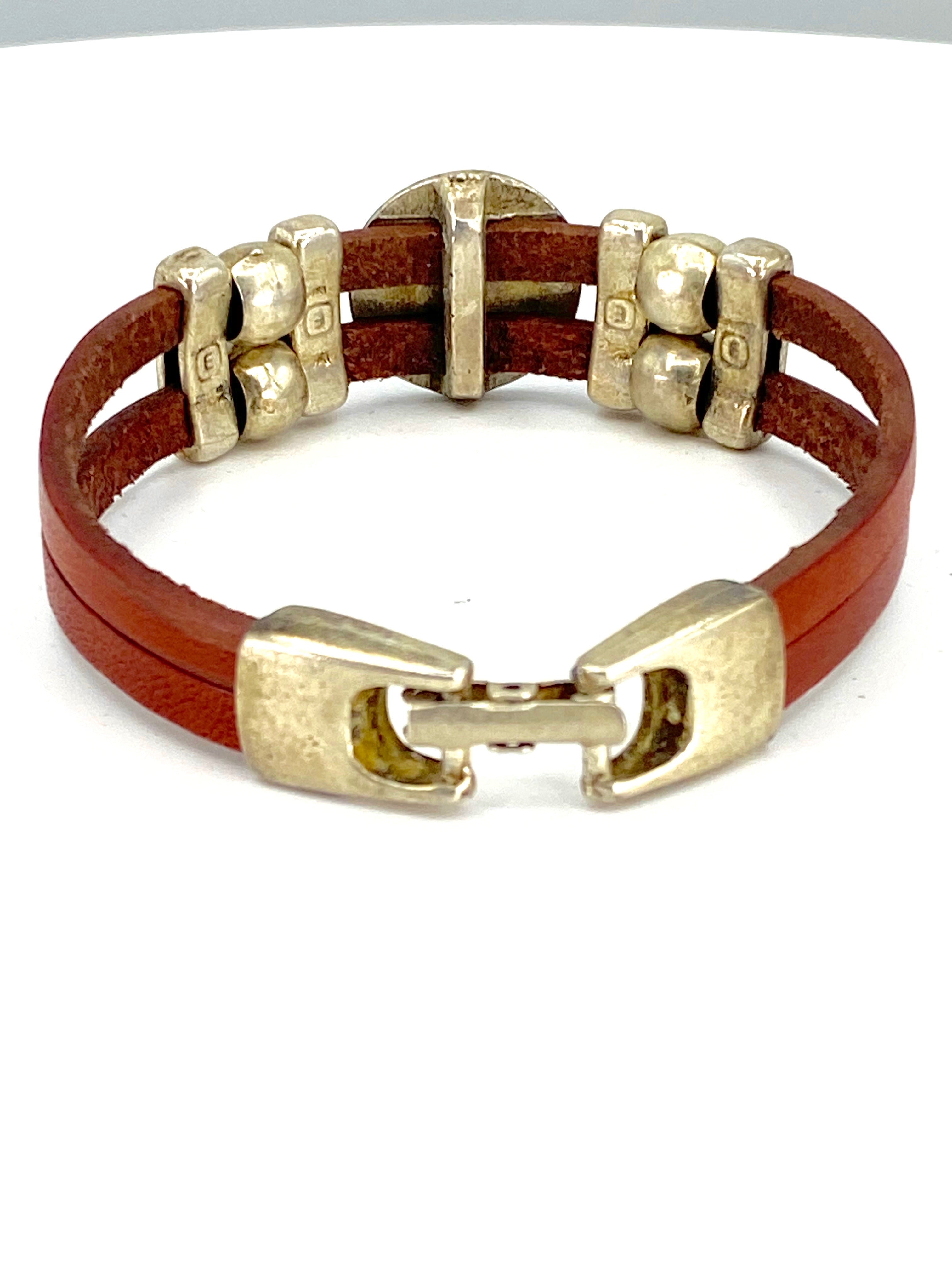 Vintage The Holy Spirit Bracelet handmade jewelry with Leather straps by Graciela's Collection