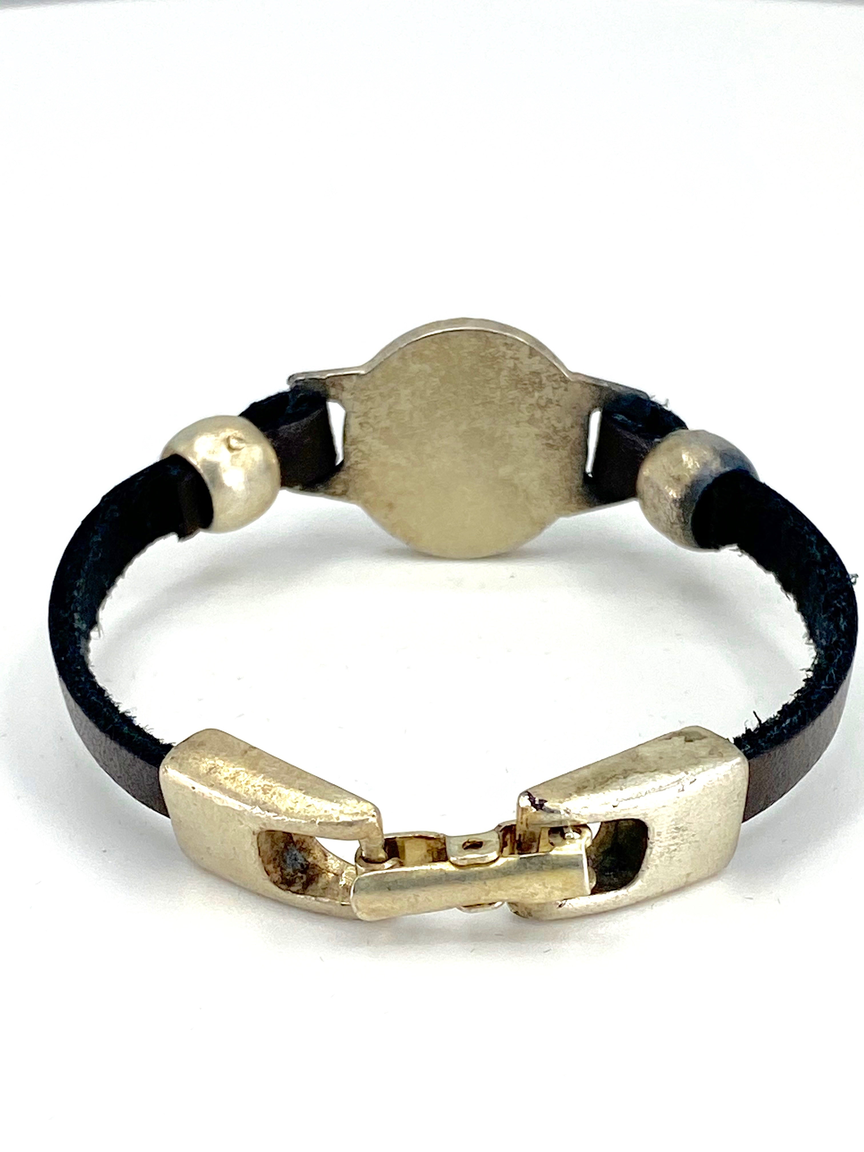 The Heart Vintage Bracelet Handmade jewelry with Genuine Leather Strap by Graciela's Collection