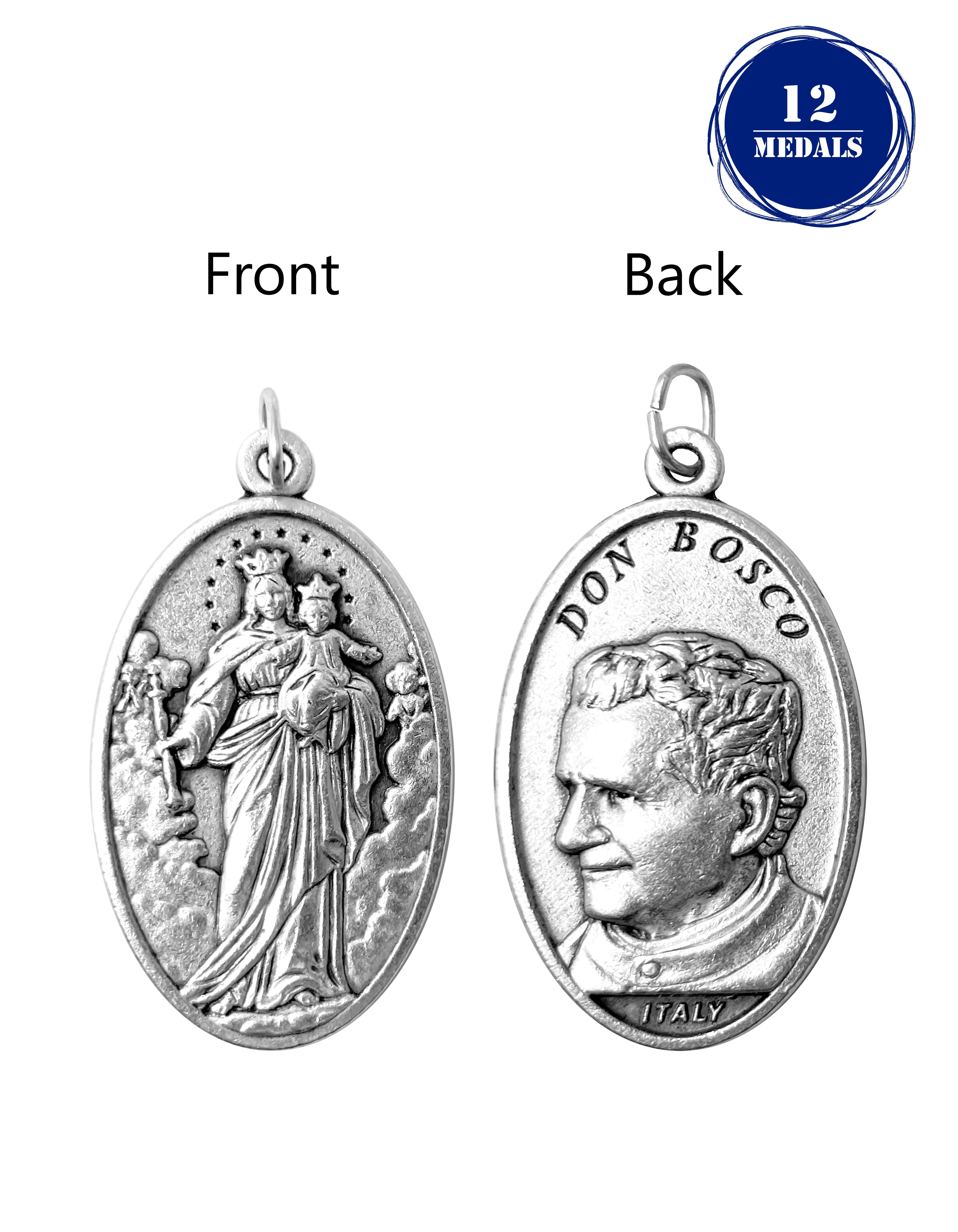 Pack of 12 Saints Medals in oxidized silver made in Italy 1.5" x 1.0"