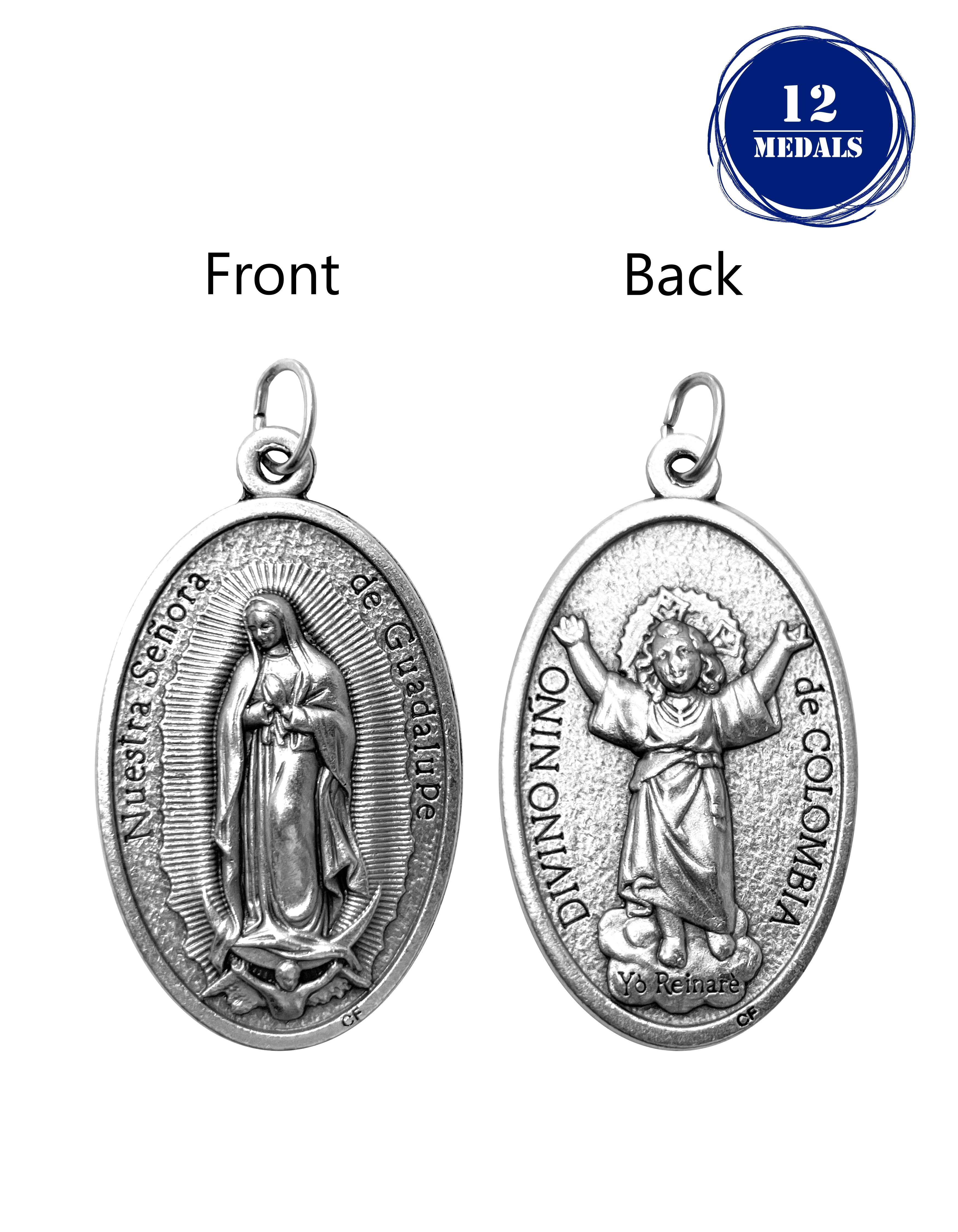 Pack of 12 Saints Medals in oxidized silver made in Italy 1.5" x 1.0"