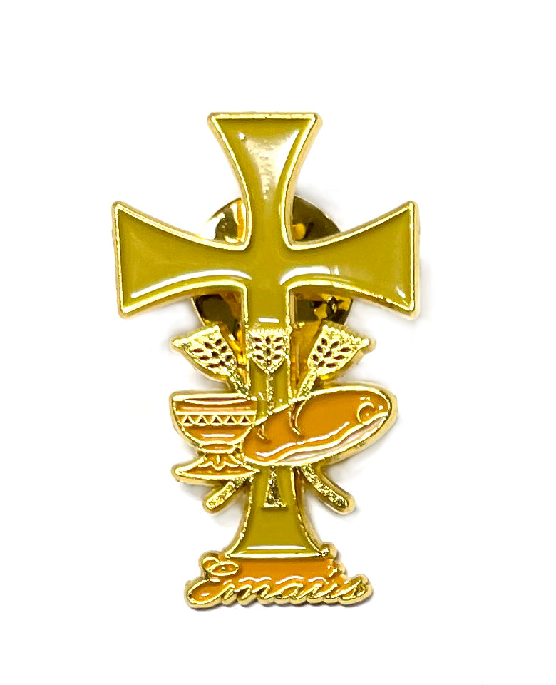Emmaus lapel pin package of 12 units special for retreats made of golden metal- Pin de Emaús, paquete de 12 unidades especial para retiros hecho en metal dorado
