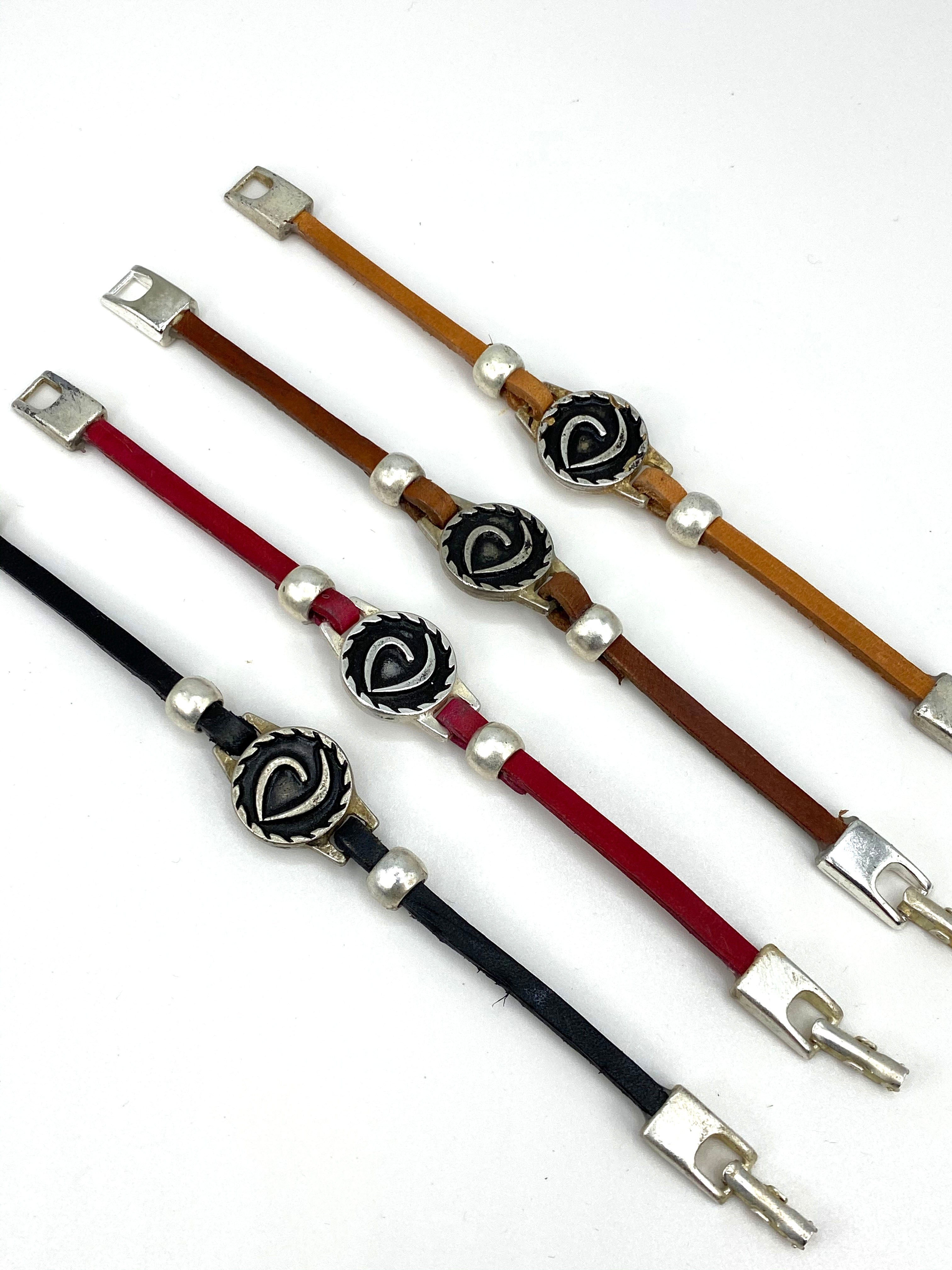 The Heart Vintage Bracelet Handmade jewelry with Genuine Leather Strap by Graciela's Collection