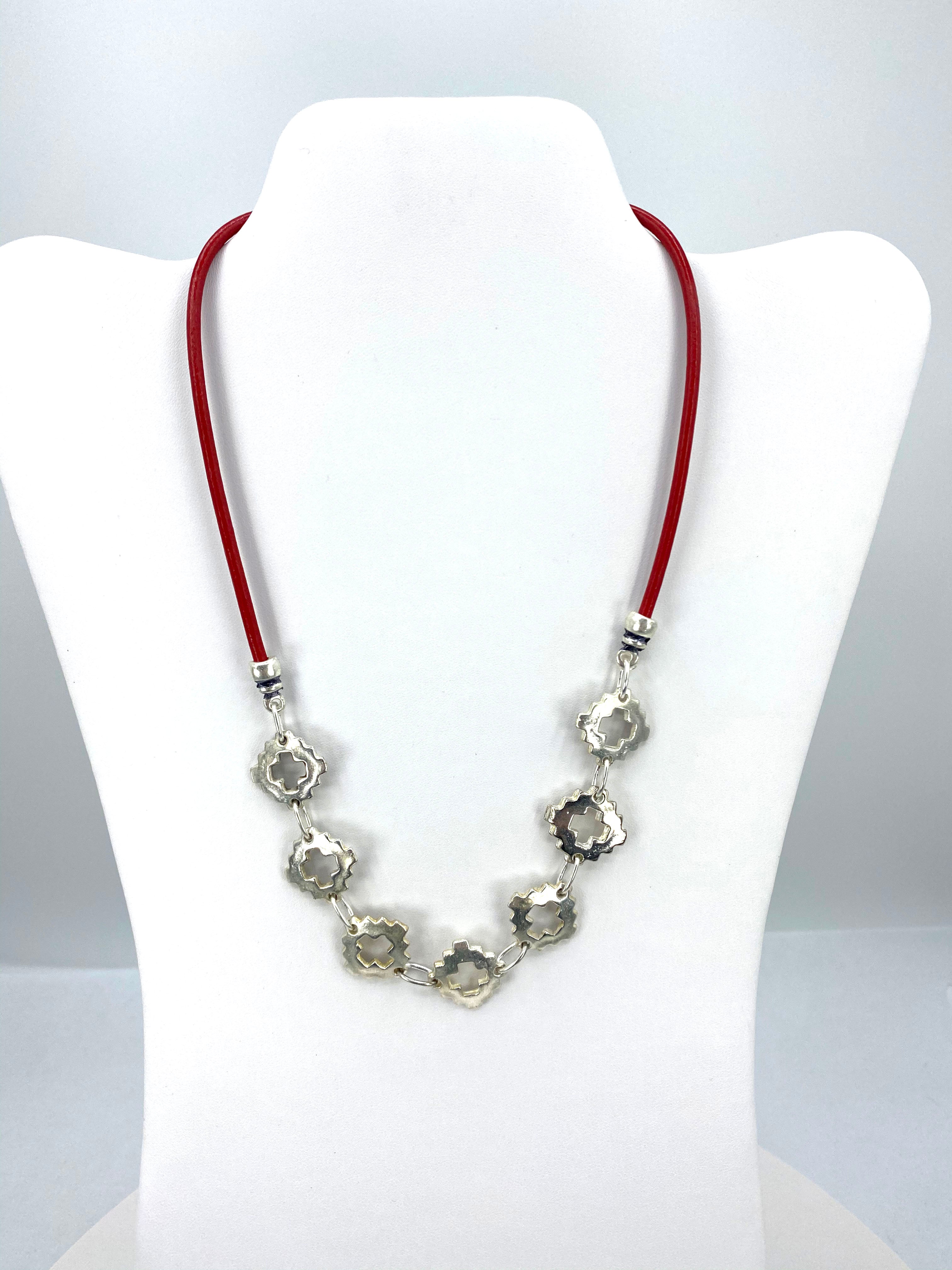 Vintage The Cross Necklace Handmade Jewelry with Genuine Leather Strap by Graciela's Collection