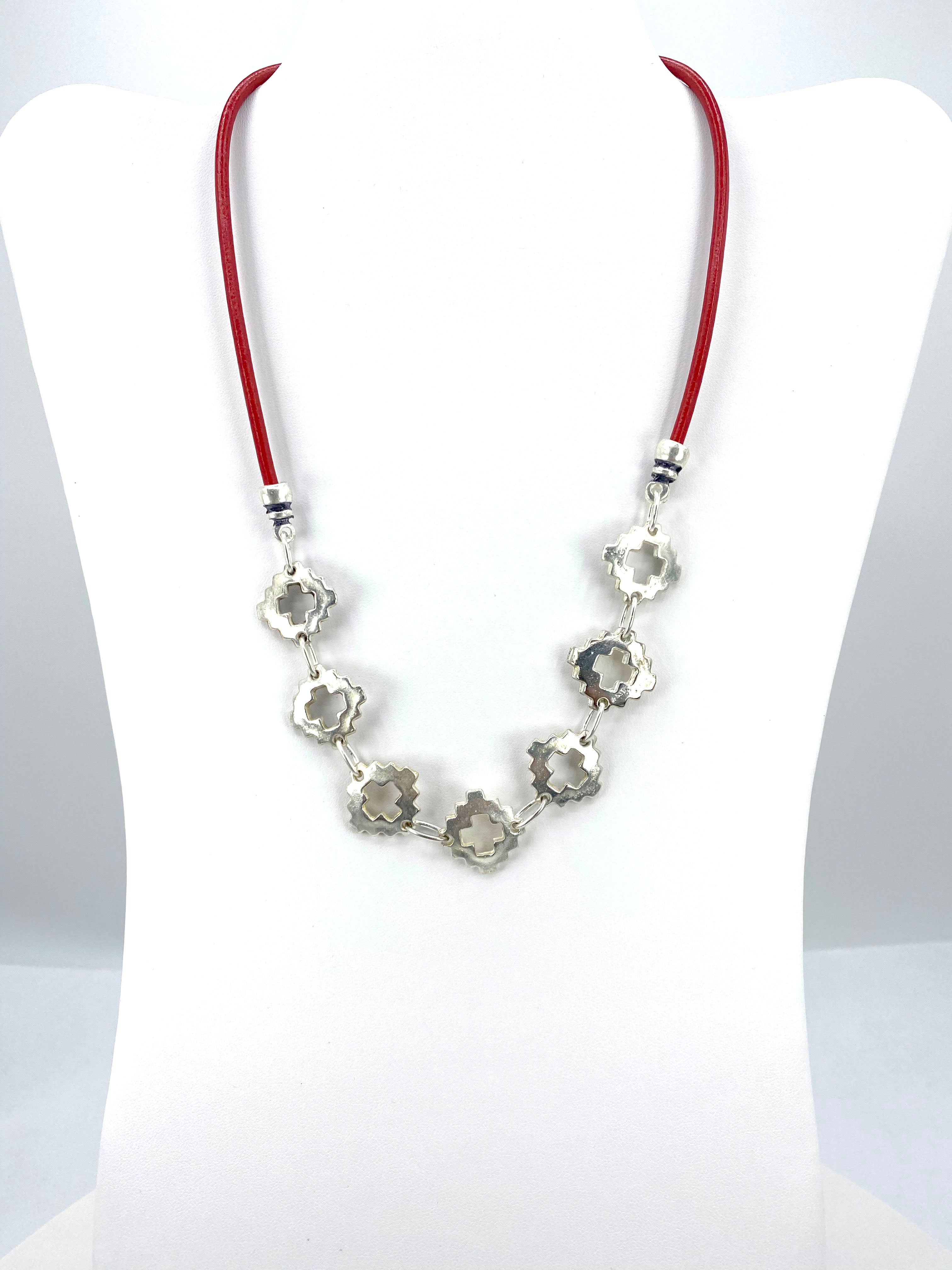 Vintage The Cross Necklace Handmade Jewelry with Genuine Leather Strap by Graciela's Collection