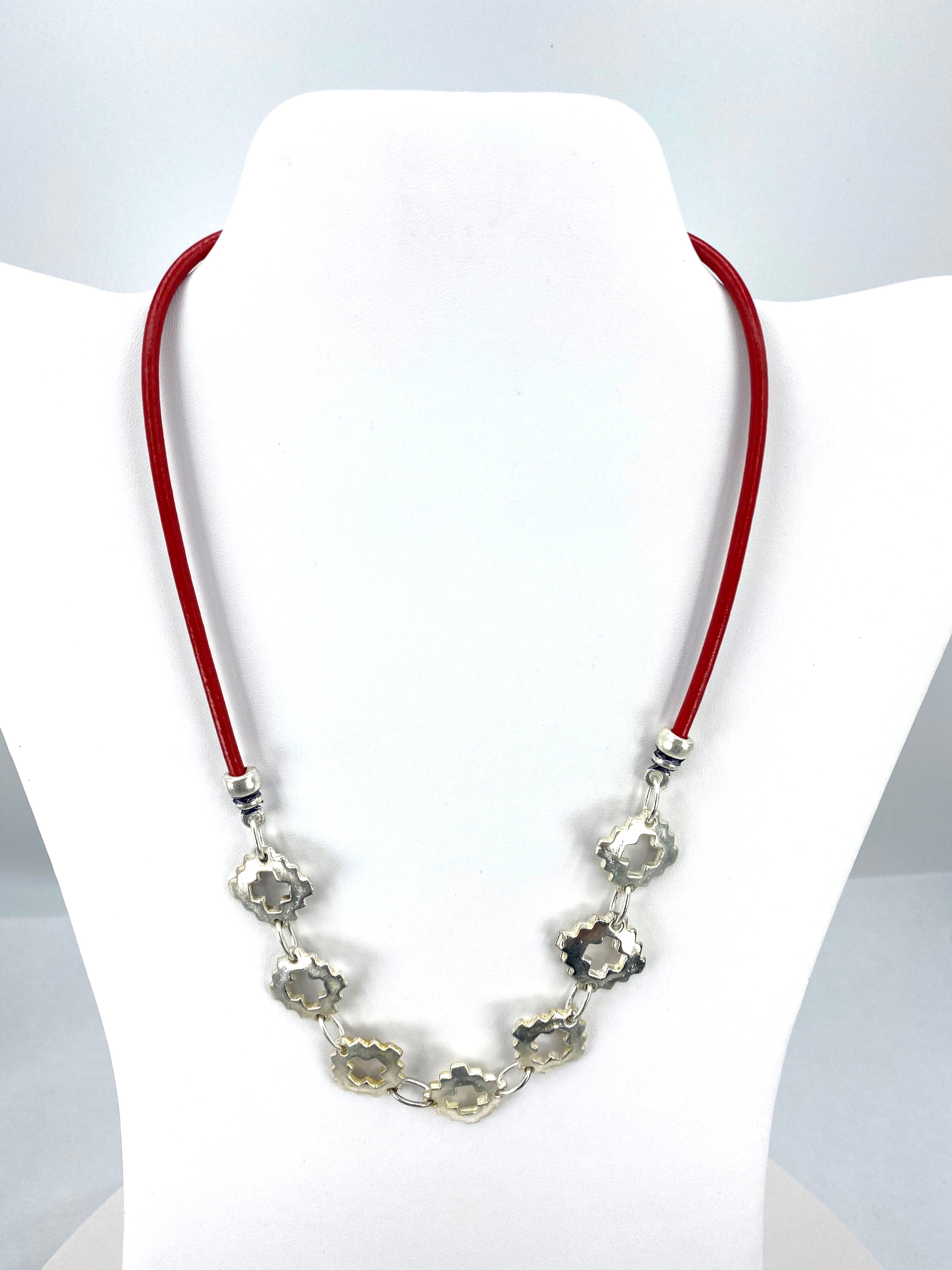 Vintage The Cross Necklace Handmade Jewelry with Genuine Leather Strap by Graciela's Collection