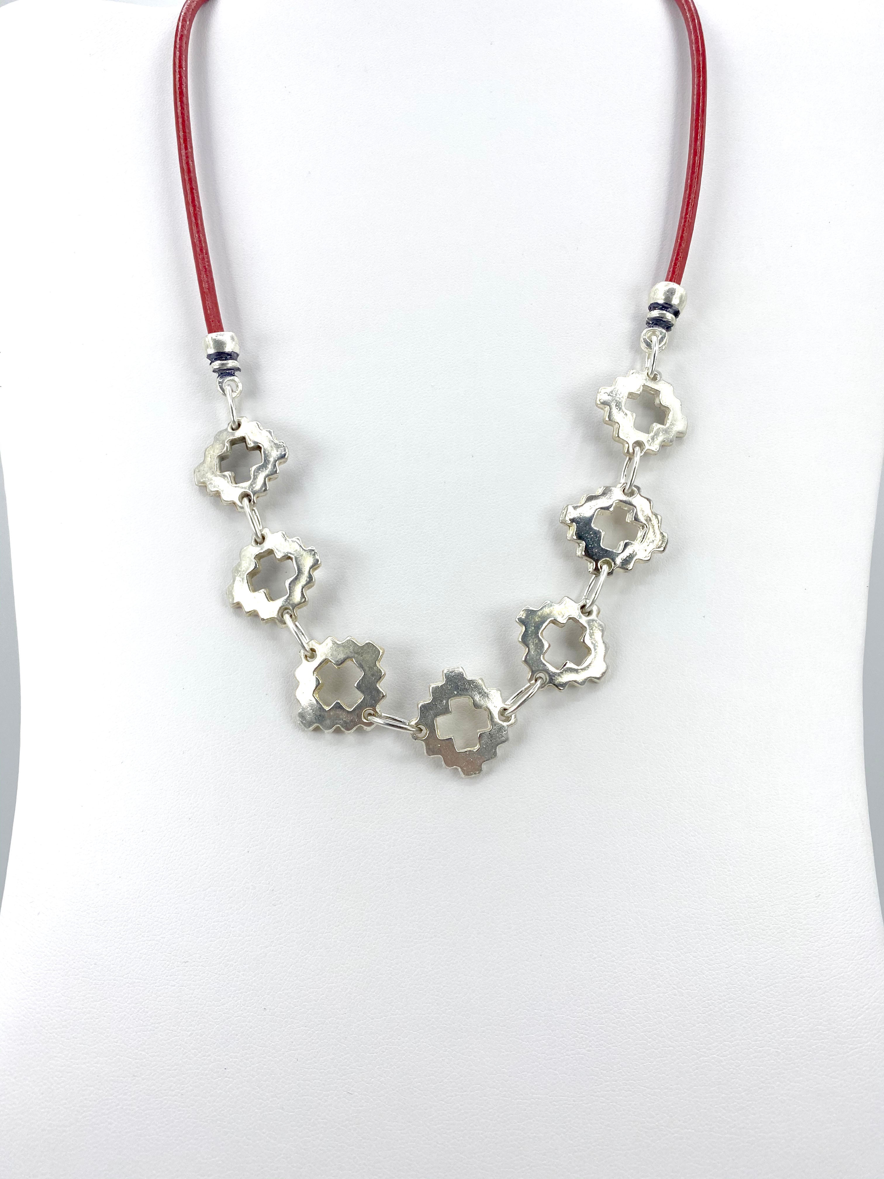 Vintage The Cross Necklace Handmade Jewelry with Genuine Leather Strap by Graciela's Collection