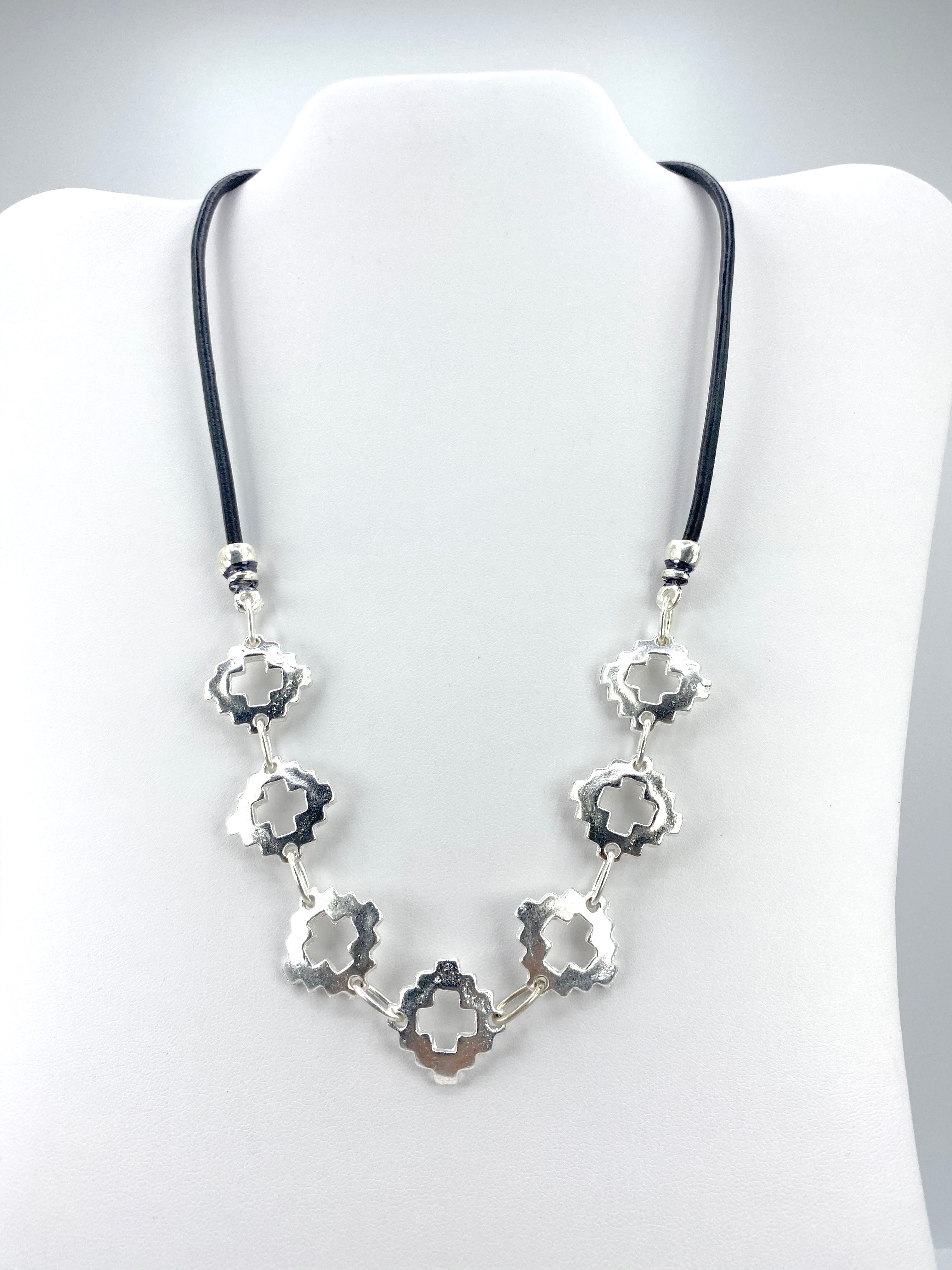 Vintage The Cross Necklace Handmade Jewelry with Genuine Leather Strap by Graciela's Collection