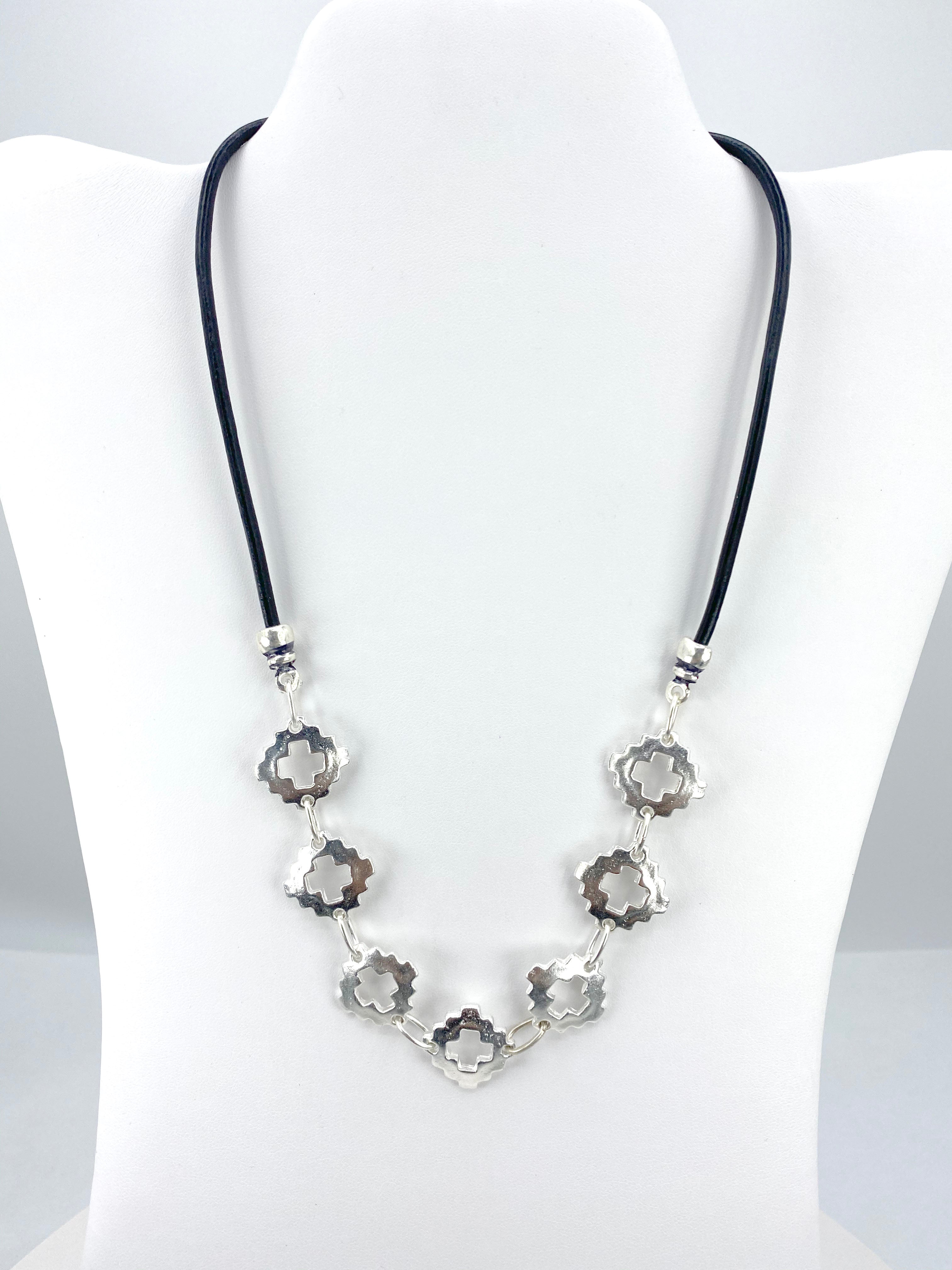 Vintage The Cross Necklace Handmade Jewelry with Genuine Leather Strap by Graciela's Collection