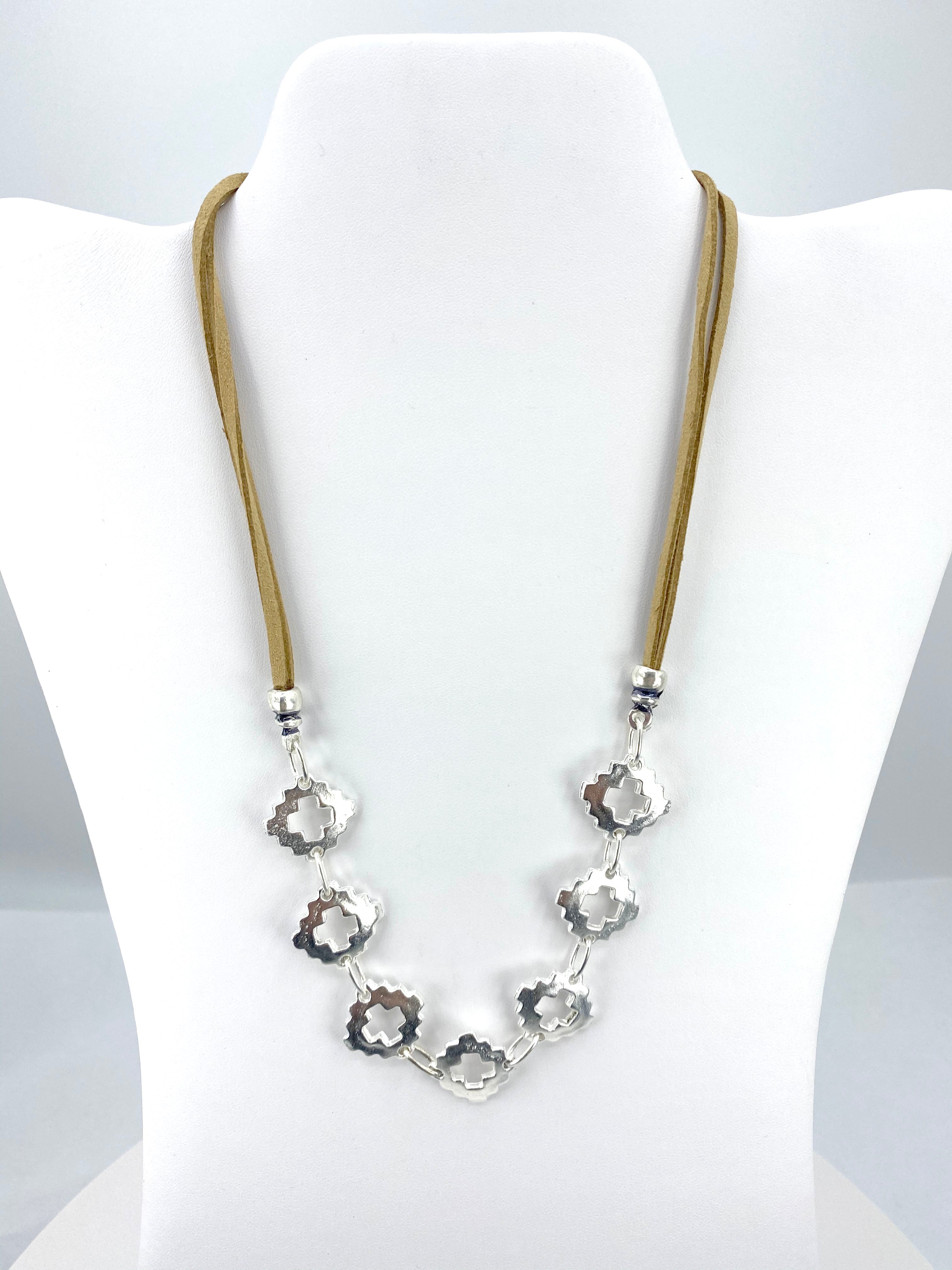 Vintage The Cross Necklace Handmade Jewelry with Genuine Leather Strap by Graciela's Collection