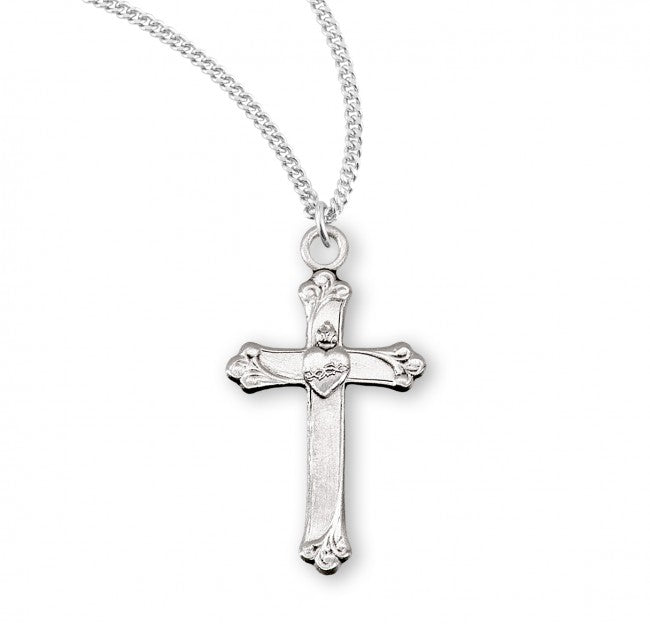 Sacred Heart Sterling Silver Cross