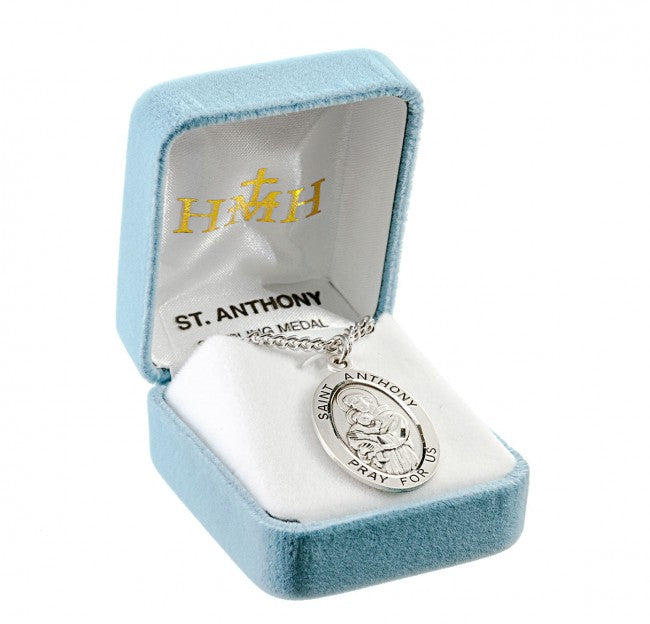 Patron Saint Anthony Oval Sterling Silver Medal
