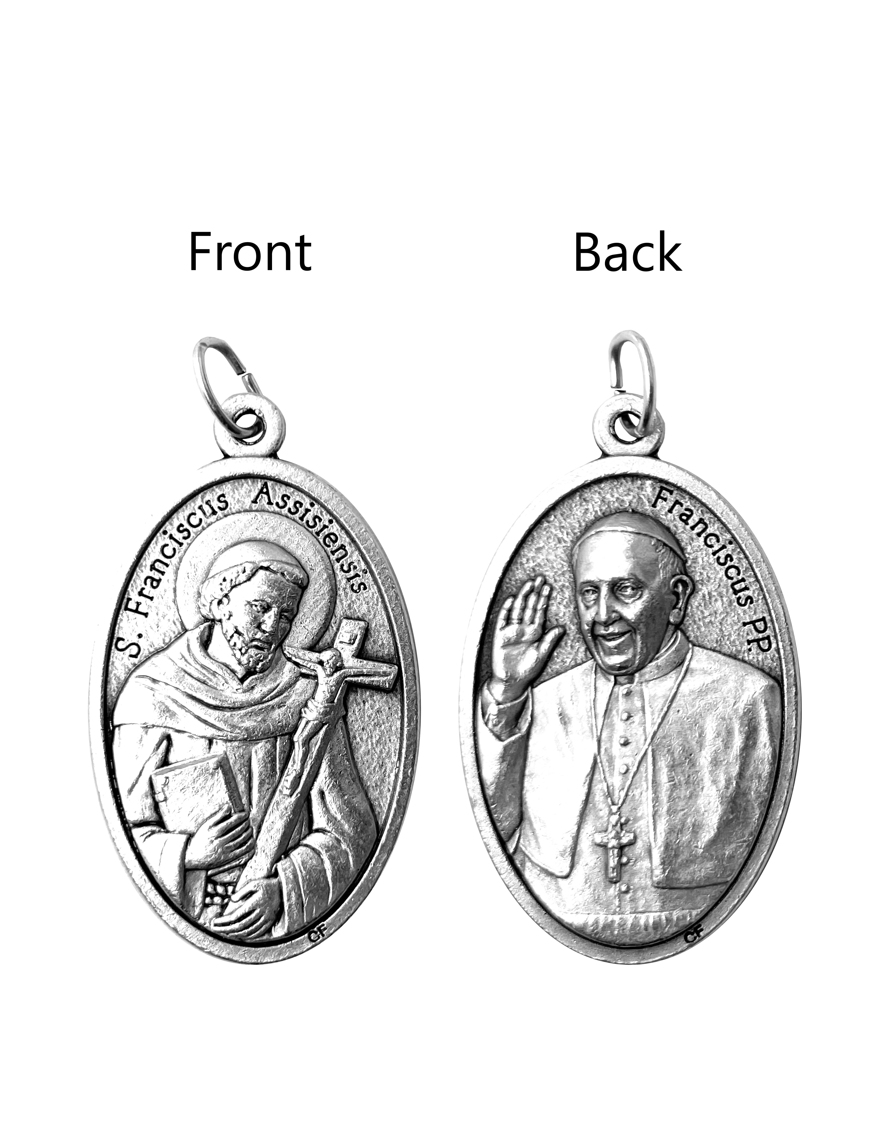 Saints Medals in oxidized silver made in Italy 1.5" x 1.0"