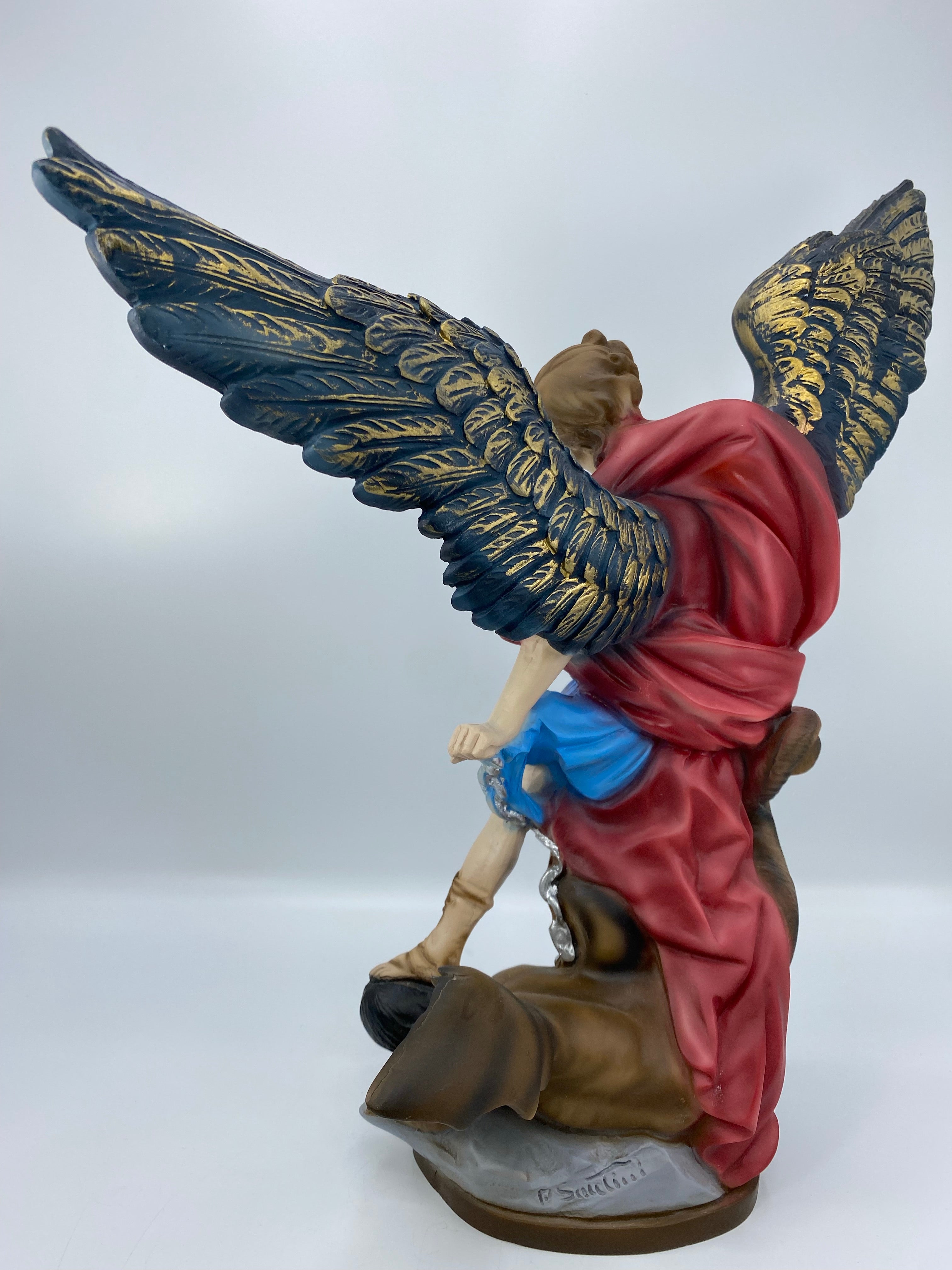 The Faith Gift Shop Saint Michael The Archangel Navy Blue & Gold Wings statue - Hand Painted in Italy - Our Tuscany Collection - Estatua de San Miguel Archangel