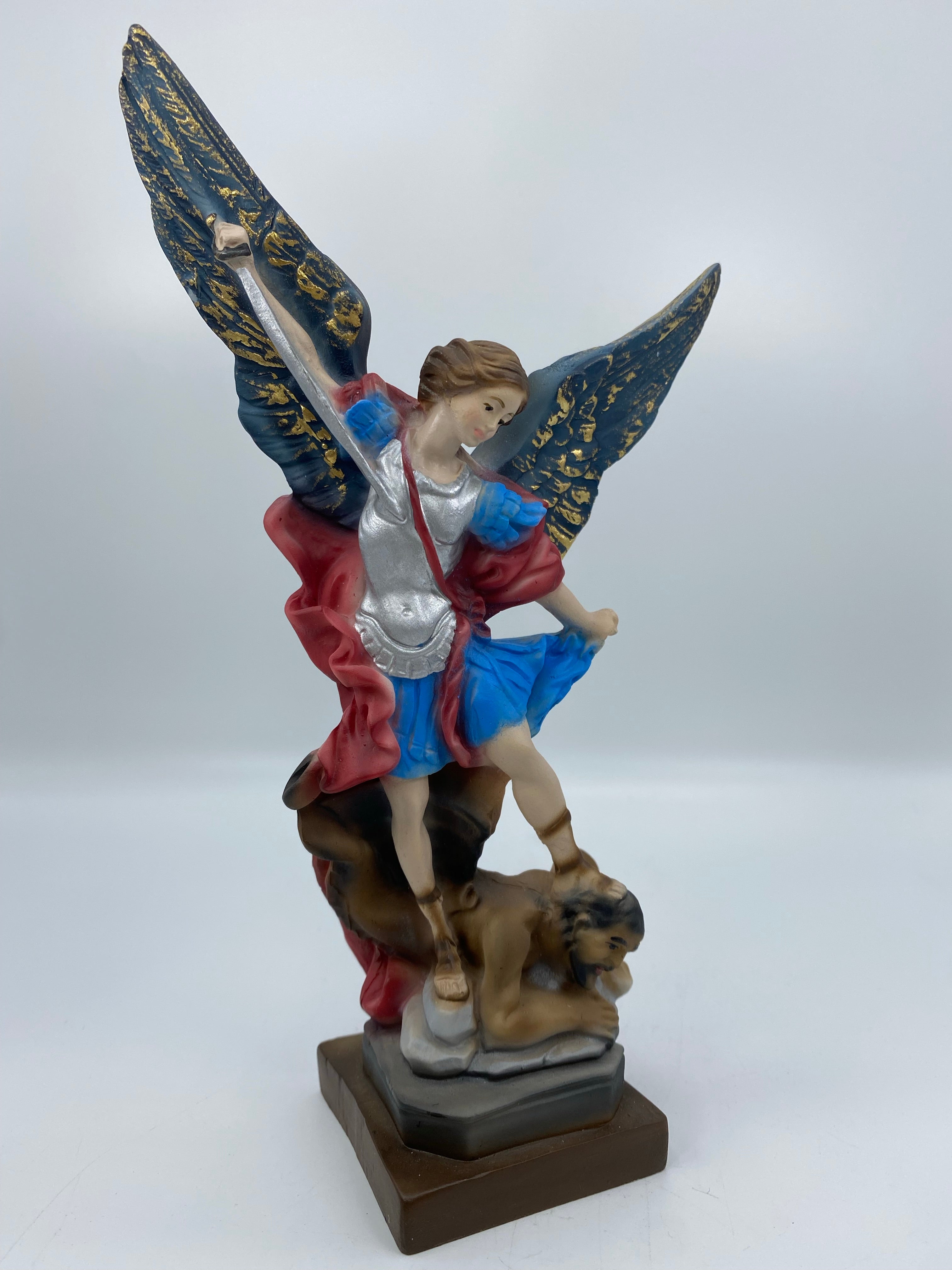 The Faith Gift Shop Saint Michael The Archangel Navy Blue & Gold Wings statue - Hand Painted in Italy - Our Tuscany Collection - Estatua de San Miguel Archangel