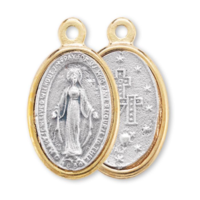Gold Rimmed Silver Miraculous Medal
