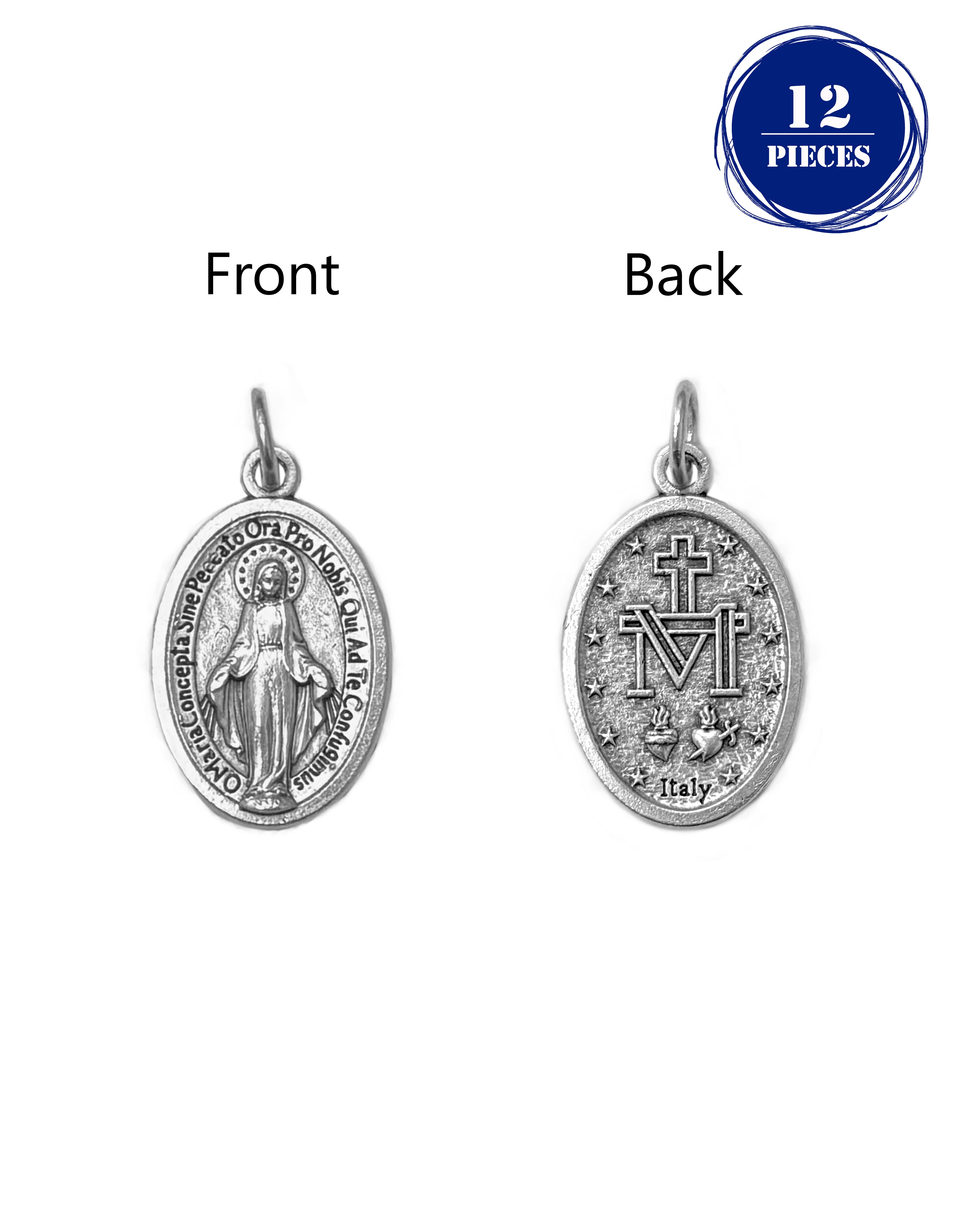 Pack of 12 Saints Medals in oxidized silver made in Italy 1.0" x 0.7"