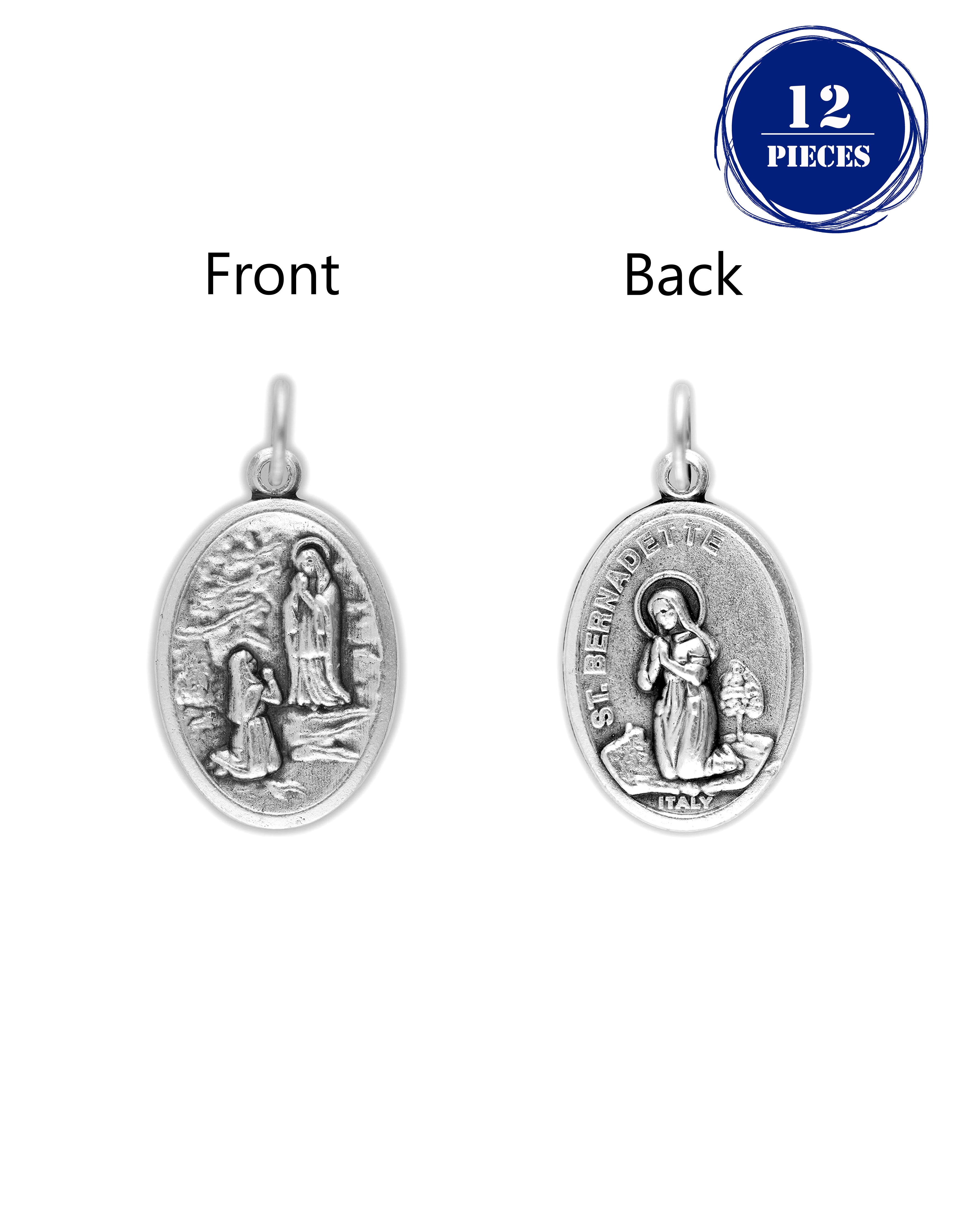 Pack of 12 Saints Medals in oxidized silver made in Italy 1.0" x 0.7"